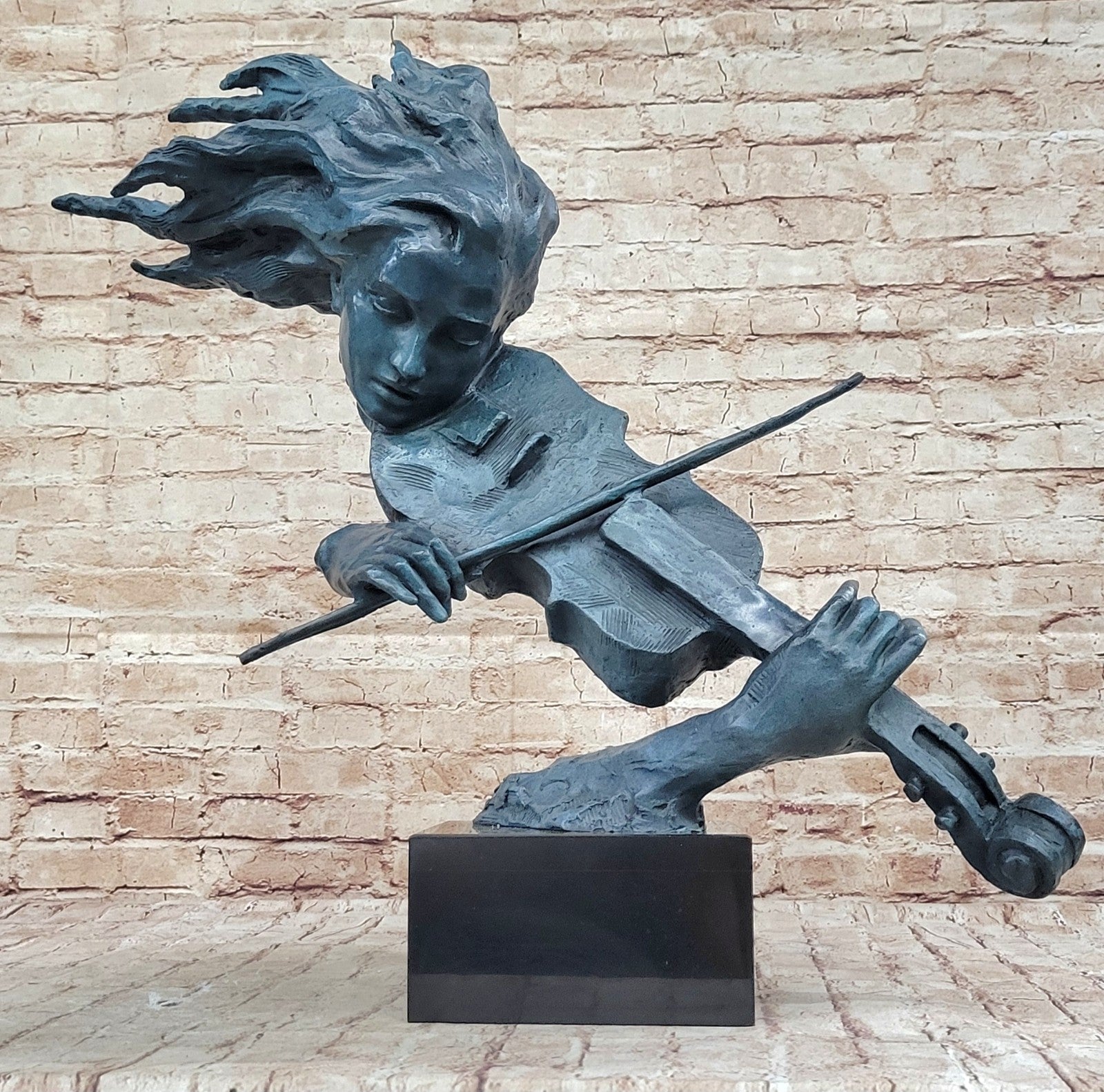 Hand Made Gorgeous Lady Violinist Violin Player Bronze Sculpture Home Decorative