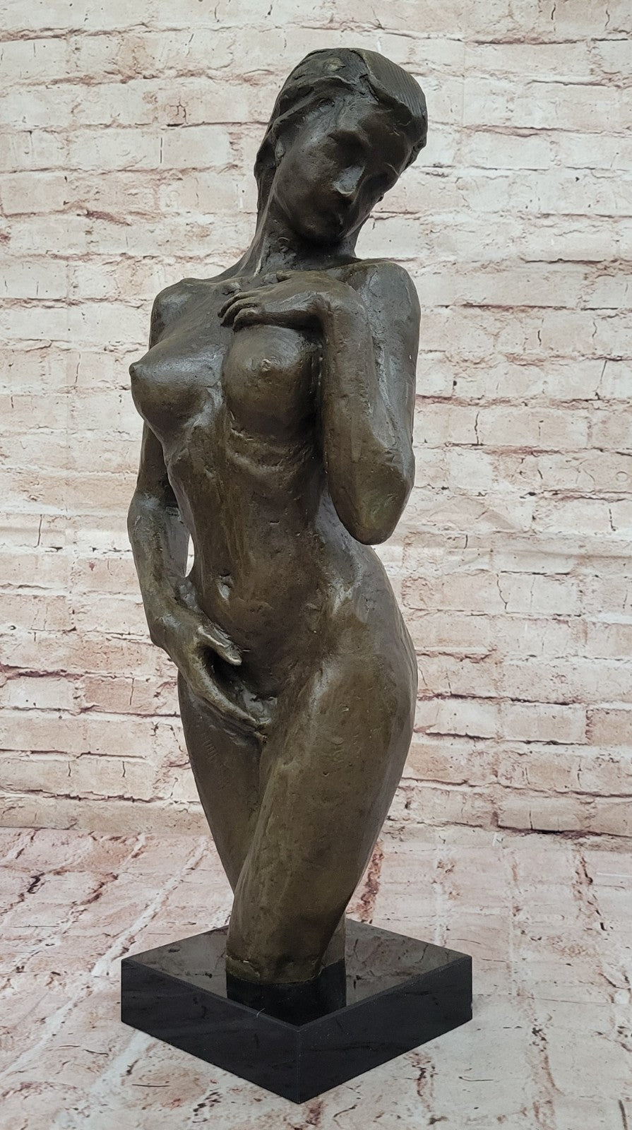 Vintage Cubist Bronze Female Torso Modernist Sculpture by Mario Nick