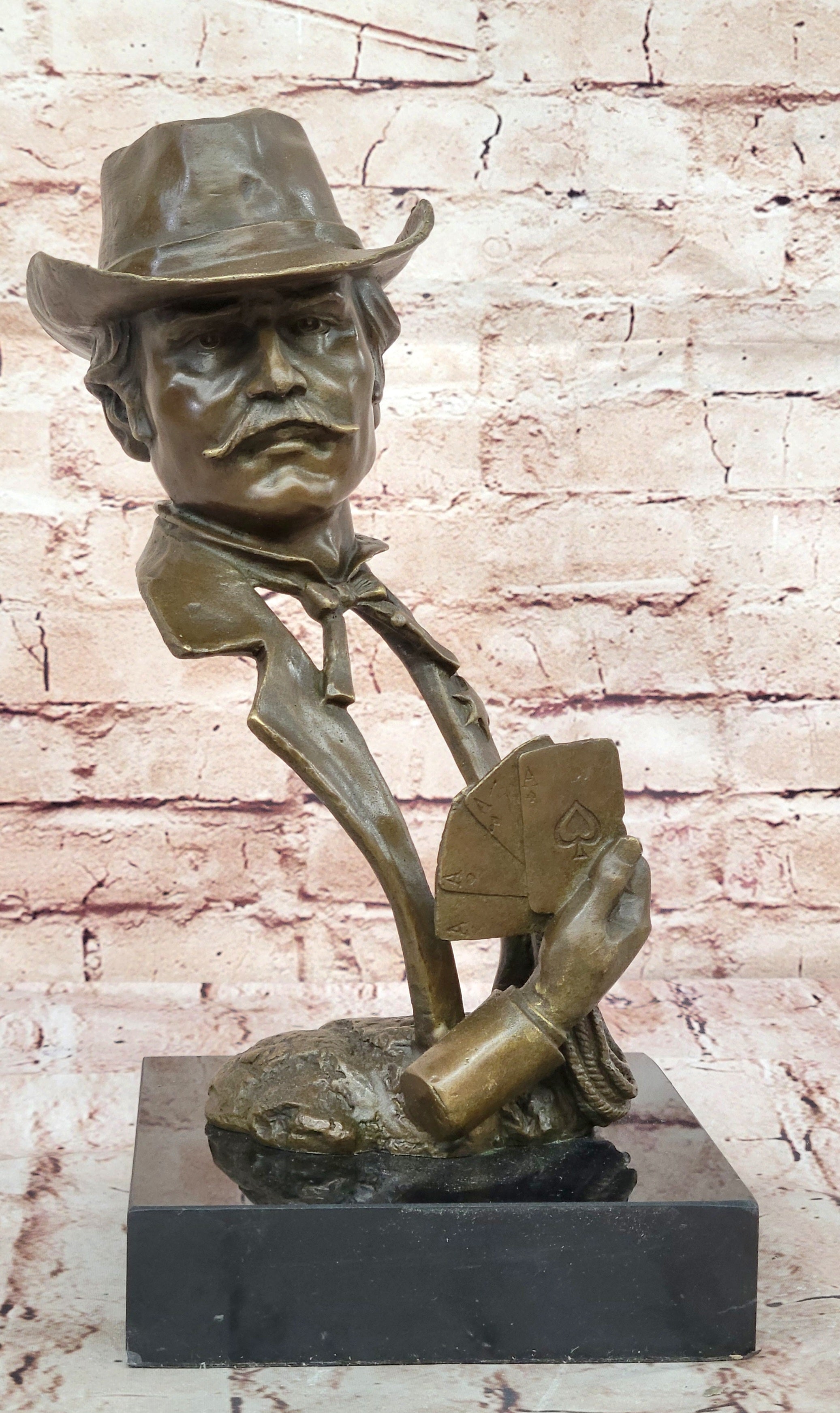 Art Deco Western Art Marshal Saloon Bronze Sculpture Classic Artwork Figurine