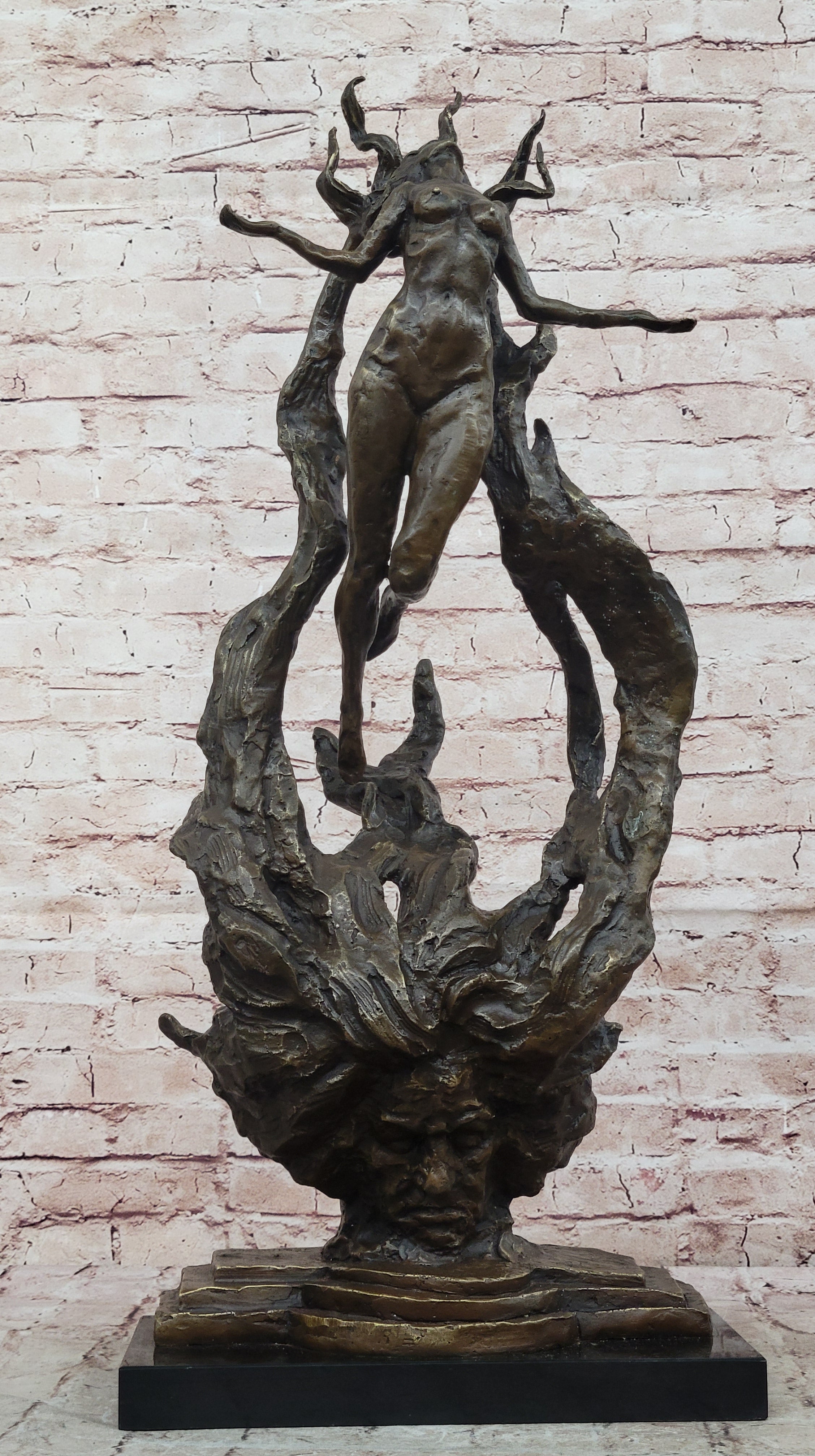 Western Bronze Nude statue Medusa Snake Goddess Art Sculpture Figurine LRG