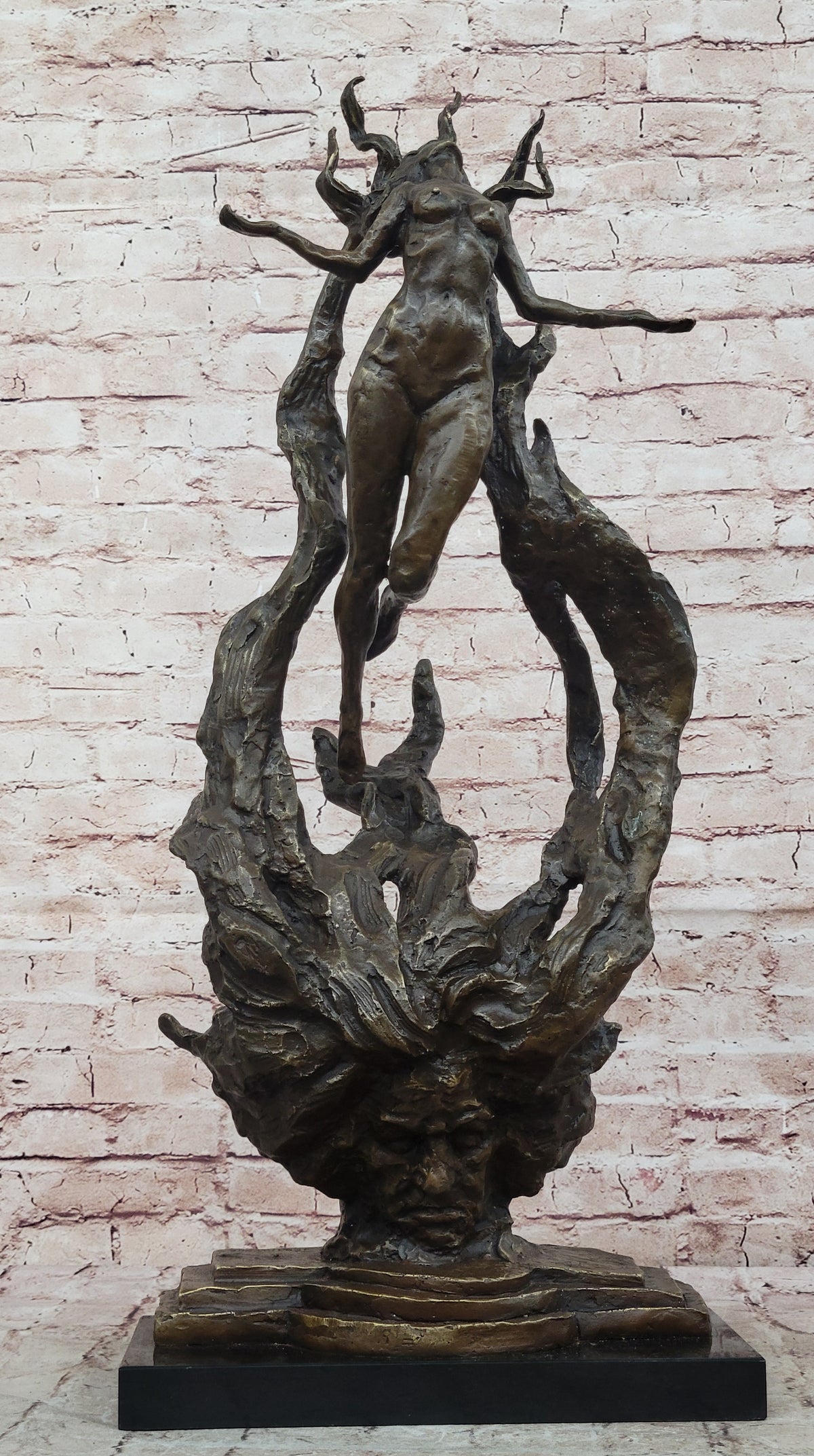 Western Bronze Nude statue Medusa Snake Goddess Art Sculpture Figurine LRG