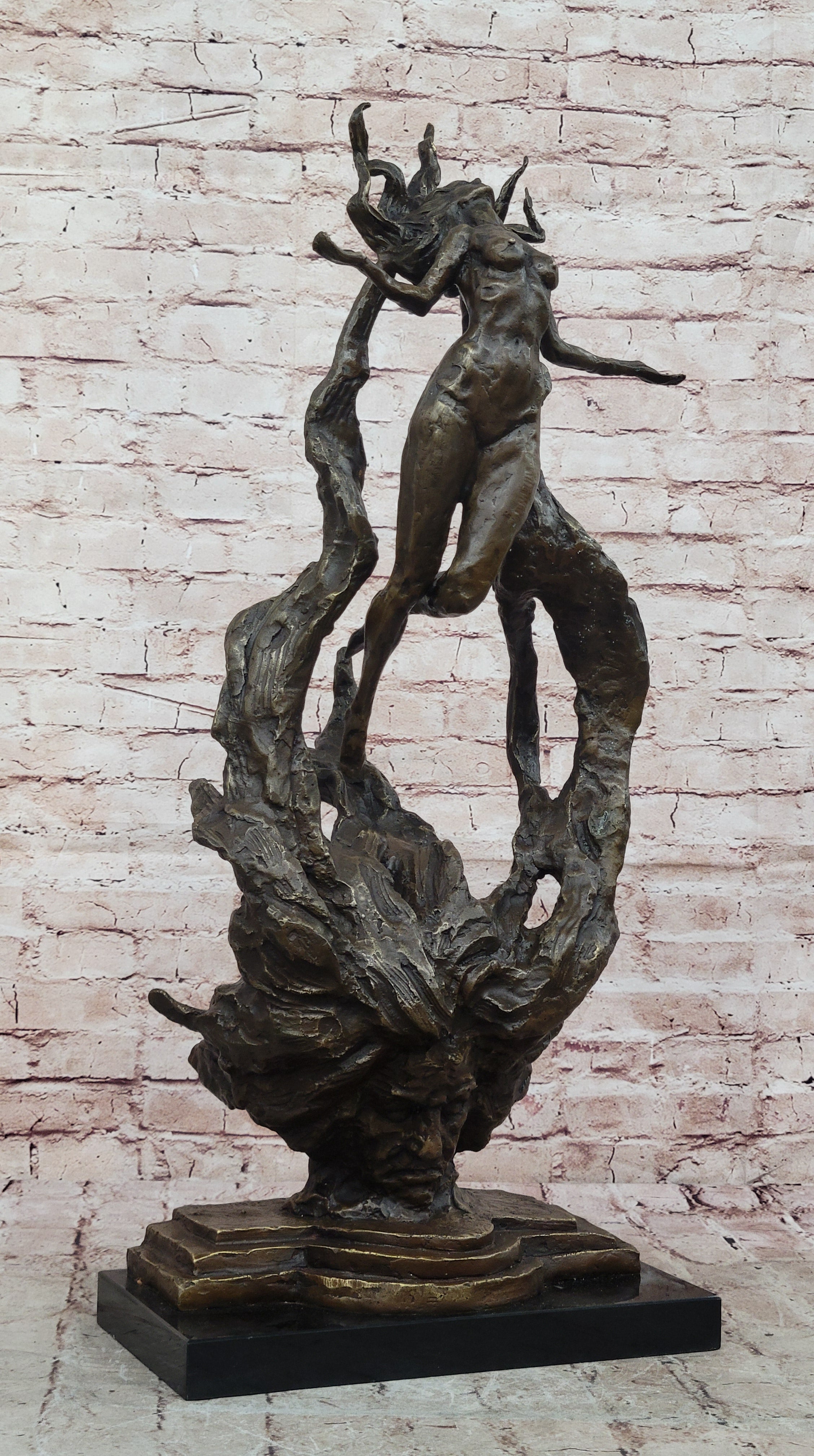 Western Bronze Nude statue Medusa Snake Goddess Art Sculpture Figurine LRG