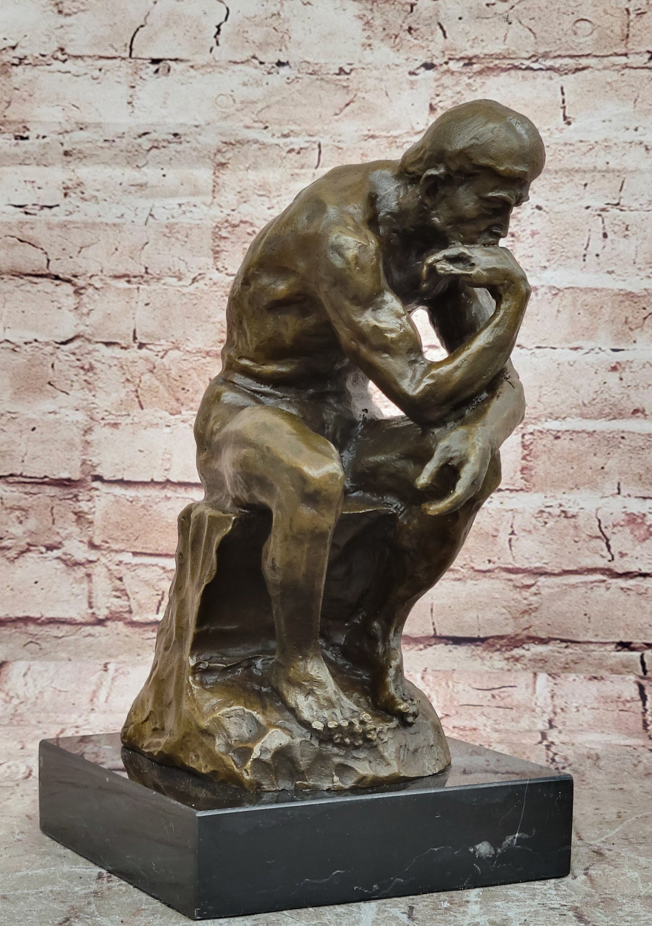 Collectible Figurine Bronze Decor Massive Extra Large Rodin Thinker Famous Work