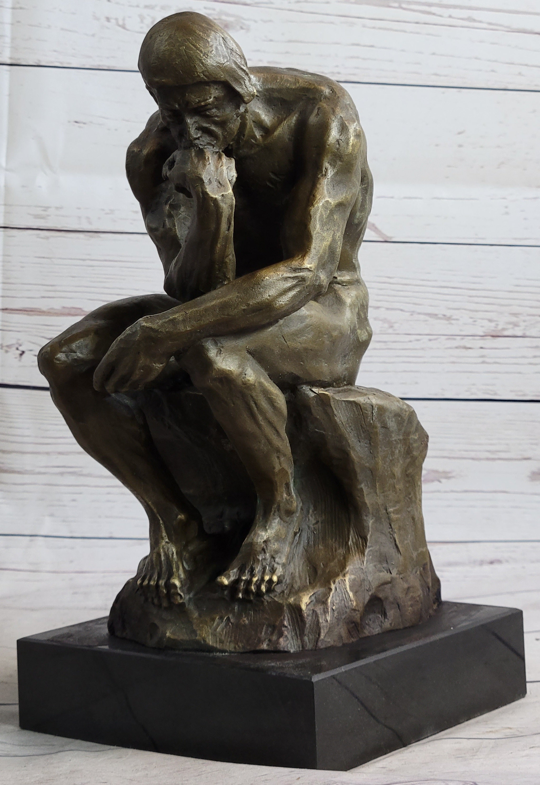 Collectible Figurine Bronze Decor Massive Extra Large Rodin Thinker Famous Work