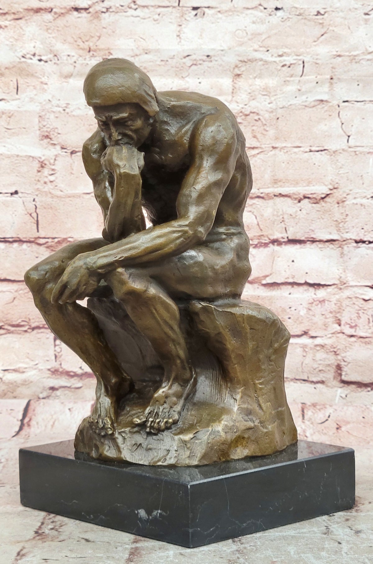 Collectible Figurine Bronze Decor Massive Extra Large Rodin Thinker Famous Work
