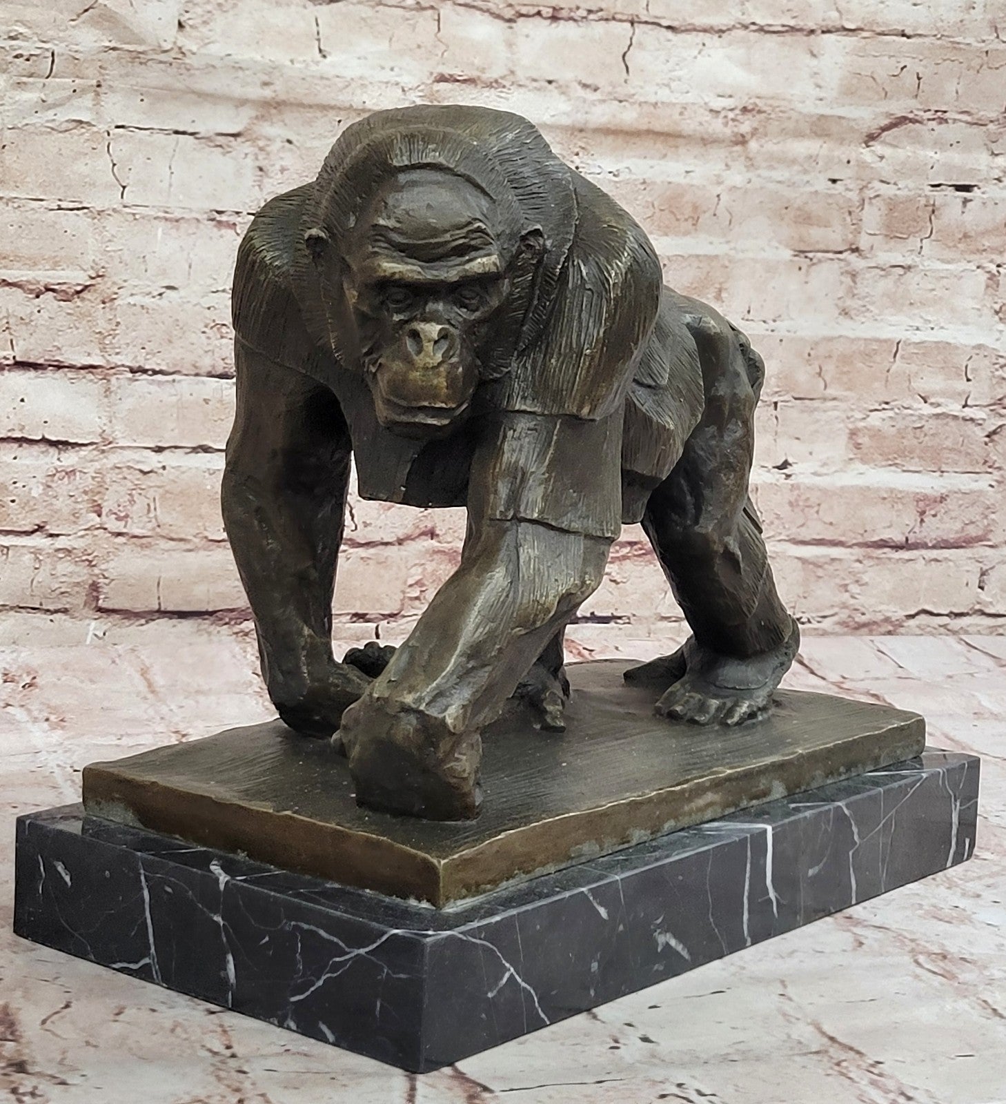 MIGHTY BRAZILIAN GORILLA IN JUNGLE BRONZE SCULPTURE ART DECO FIGURINE HOME DECOR
