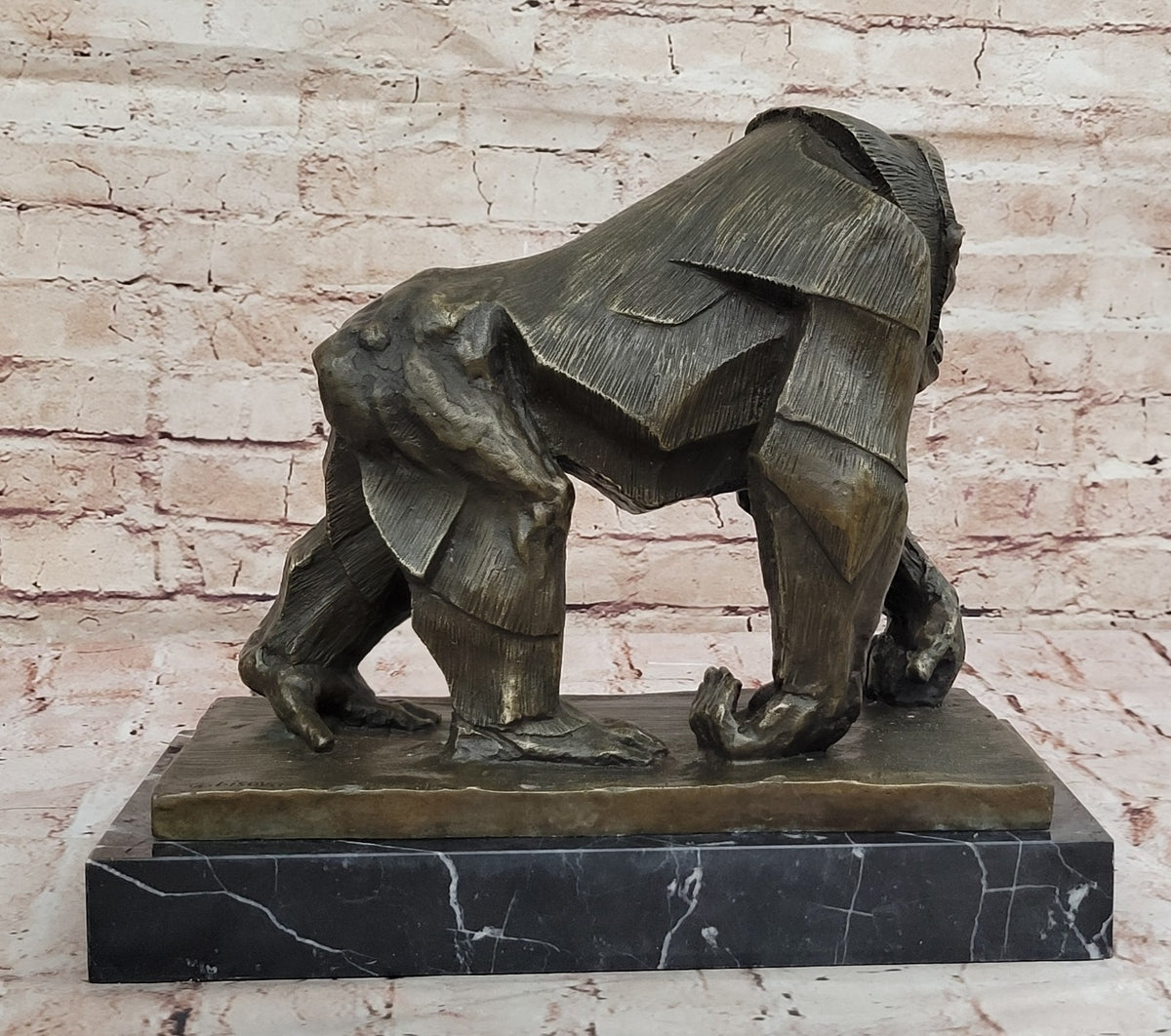 MIGHTY BRAZILIAN GORILLA IN JUNGLE BRONZE SCULPTURE ART DECO FIGURINE HOME DECOR