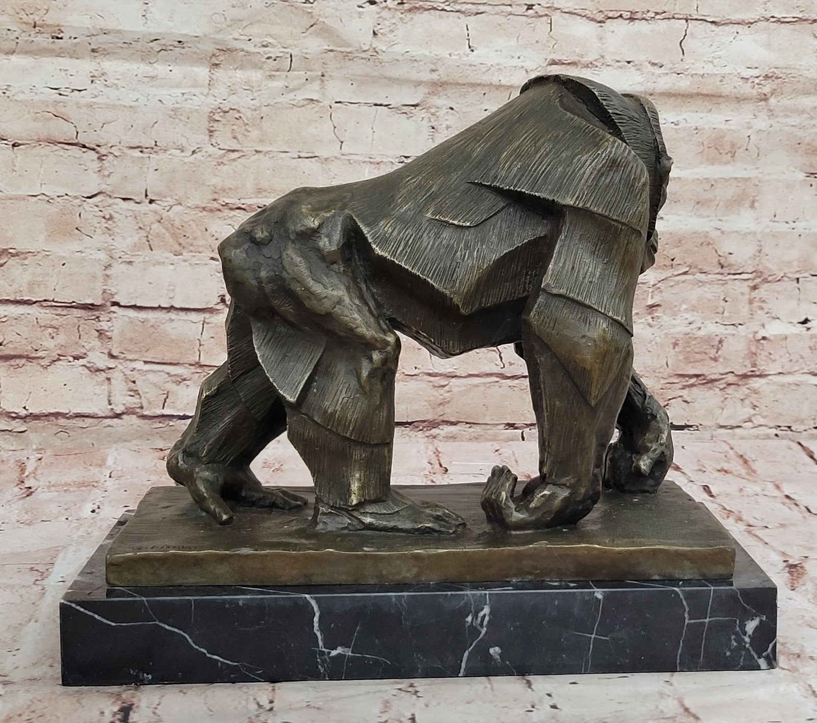 MIGHTY BRAZILIAN GORILLA IN JUNGLE BRONZE SCULPTURE ART DECO FIGURINE HOME DECOR