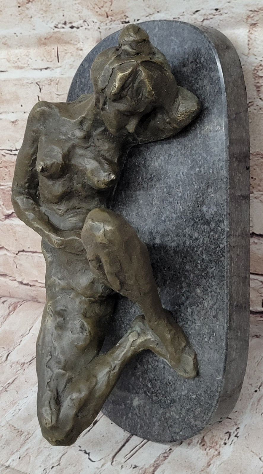 Bronze Sculpture Nude Erotic Female Art Deco Lost Wax Hot Cast Marble Base Gift