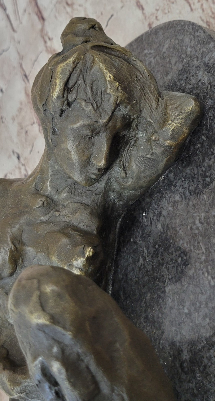 Bronze Sculpture Nude Erotic Female Art Deco Lost Wax Hot Cast Marble Base Gift
