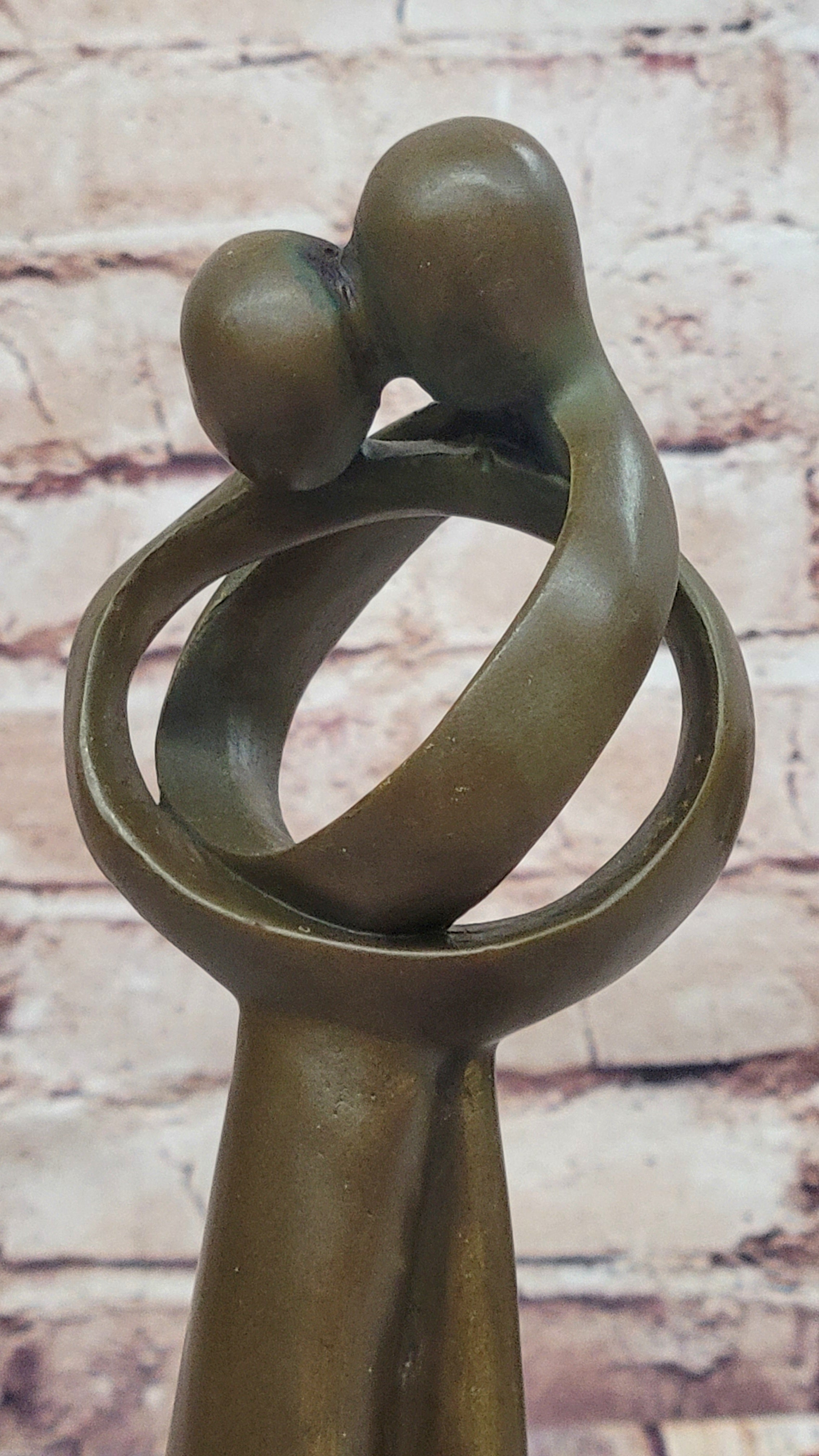 SIGNED VALENTINE DAY COUPLE BRONZE SCULPTURE STATUE ON MARBLE BASE HOT CAST SALE