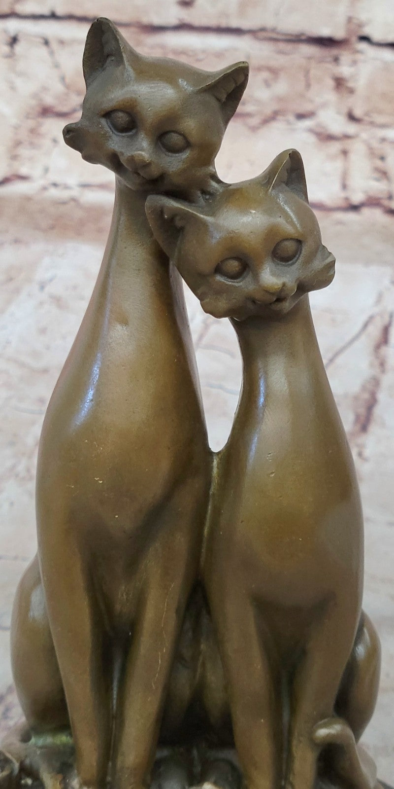 Handcrafted bronze sculpture SALE Cat Two Deco Art Cats Base On Signed Cat Old