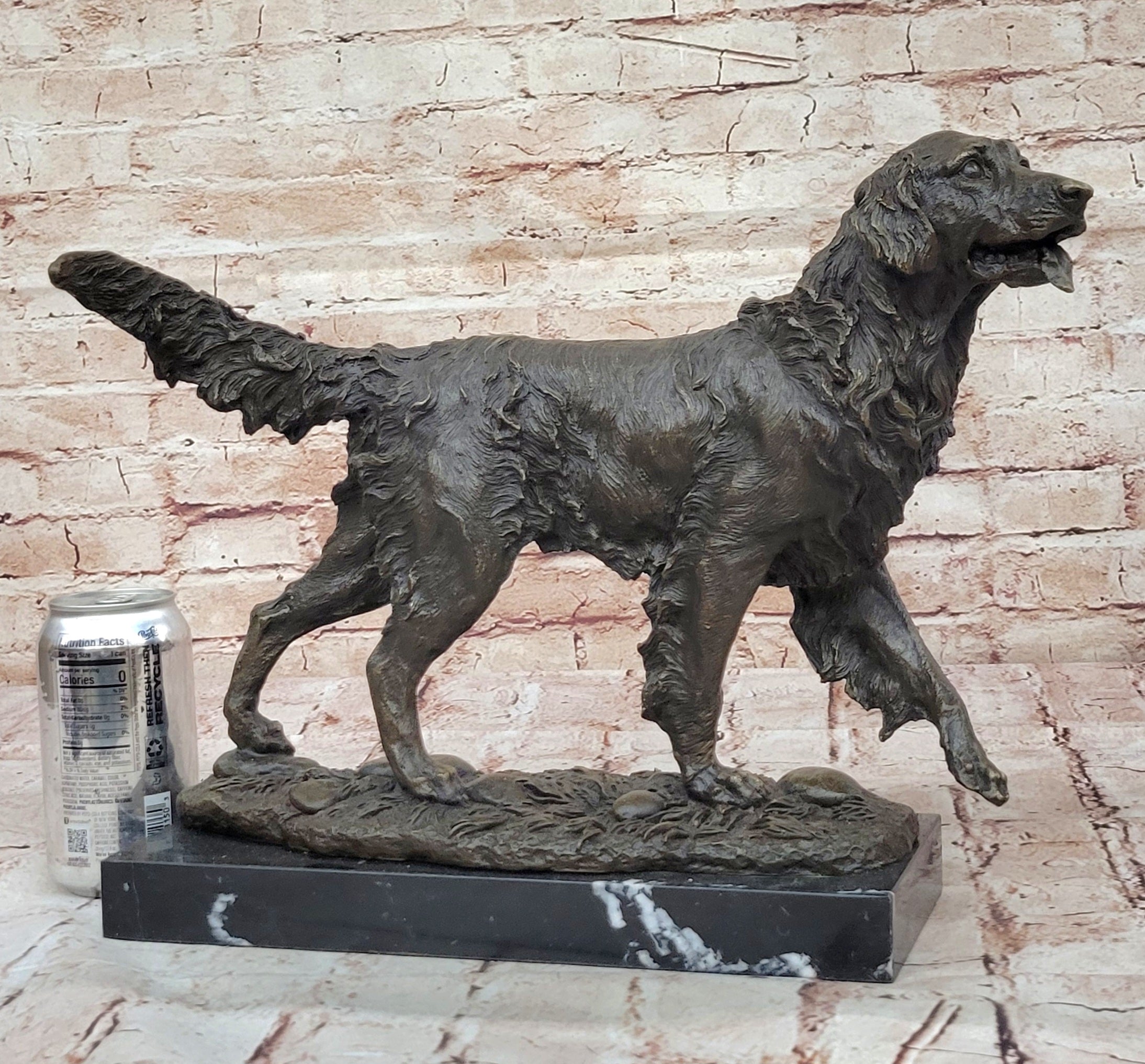 Large Golden Retriever Bronze Sculpture Marble Barye Hand Made Figurine Figure