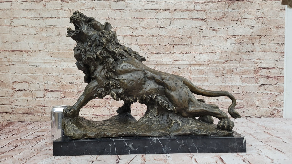 Antoine Barye African Lion Bronze Statue Large Wildlife Sculpture Home Decor Figure