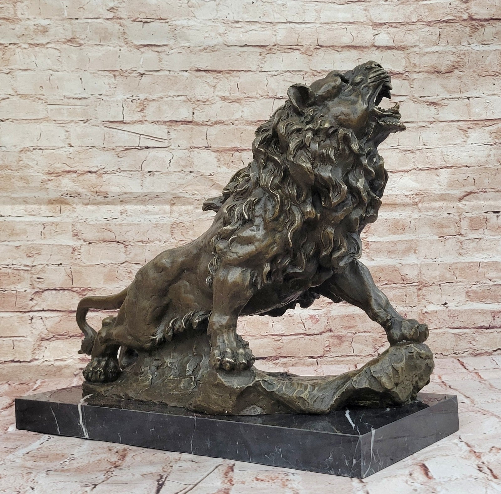 Antoine Barye African Lion Bronze Statue Large Wildlife Sculpture Home Decor Figure