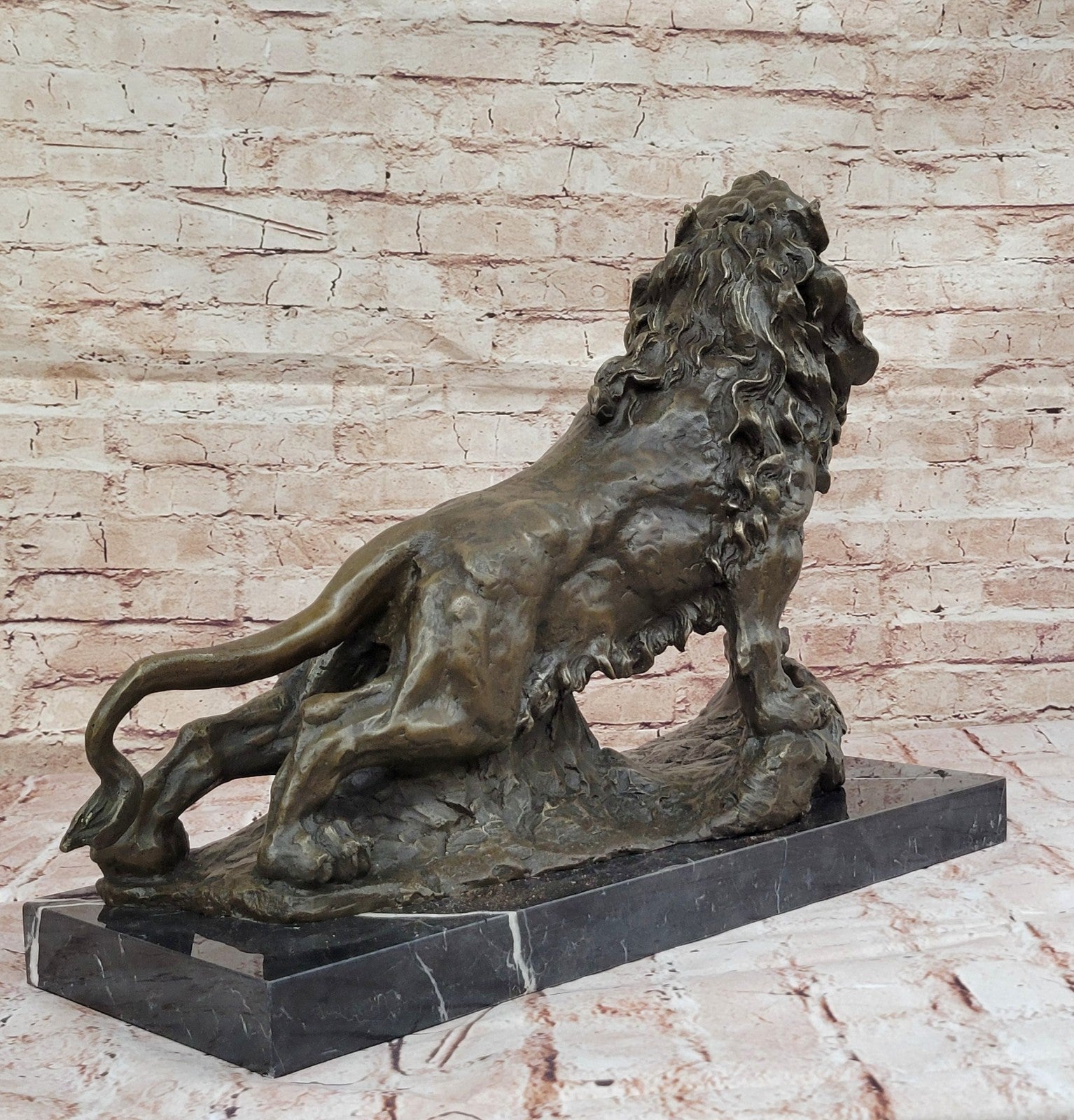 Antoine Barye African Lion Bronze Statue Large Wildlife Sculpture Home Decor Figure