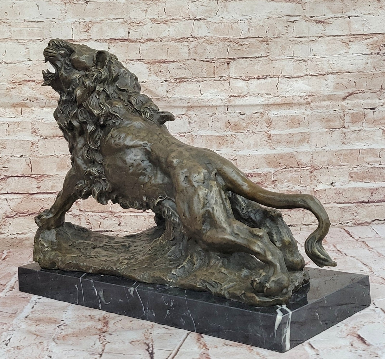 Antoine Barye African Lion Bronze Statue Large Wildlife Sculpture Home Decor Figure