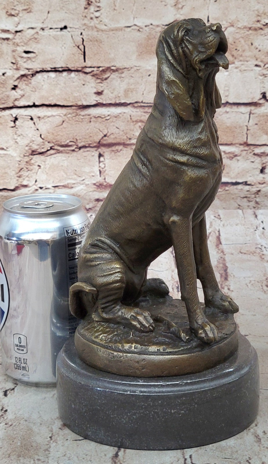 Coon Sleuth Hound Military Dog SAR Bloodhound Bronze Marble Statue Breeder Figur