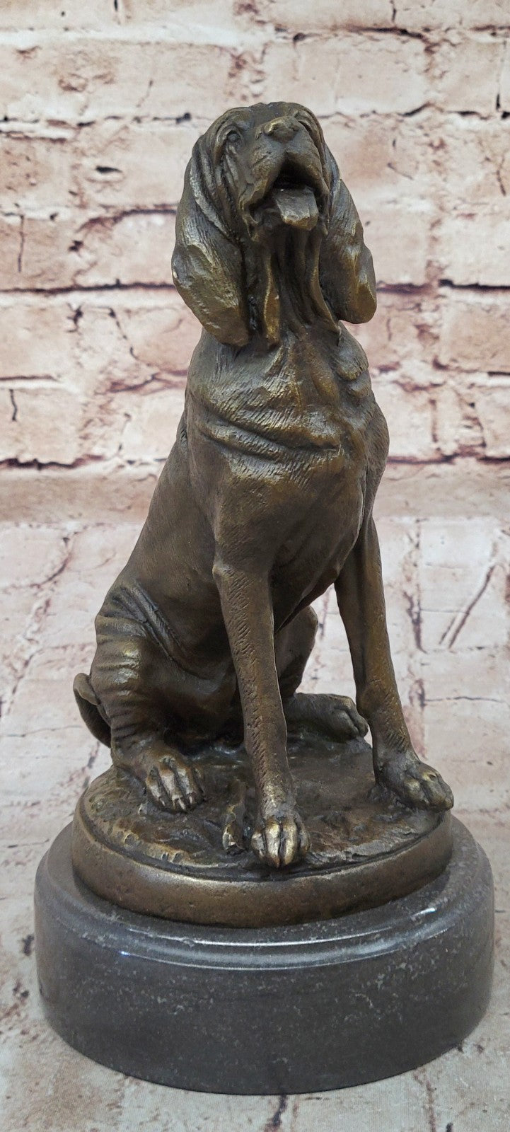 Coon Sleuth Hound Military Dog SAR Bloodhound Bronze Marble Statue Breeder Figur