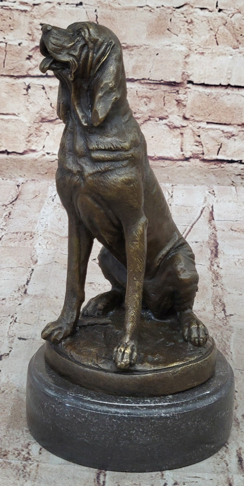 Coon Sleuth Hound Military Dog SAR Bloodhound Bronze Marble Statue Breeder Figur