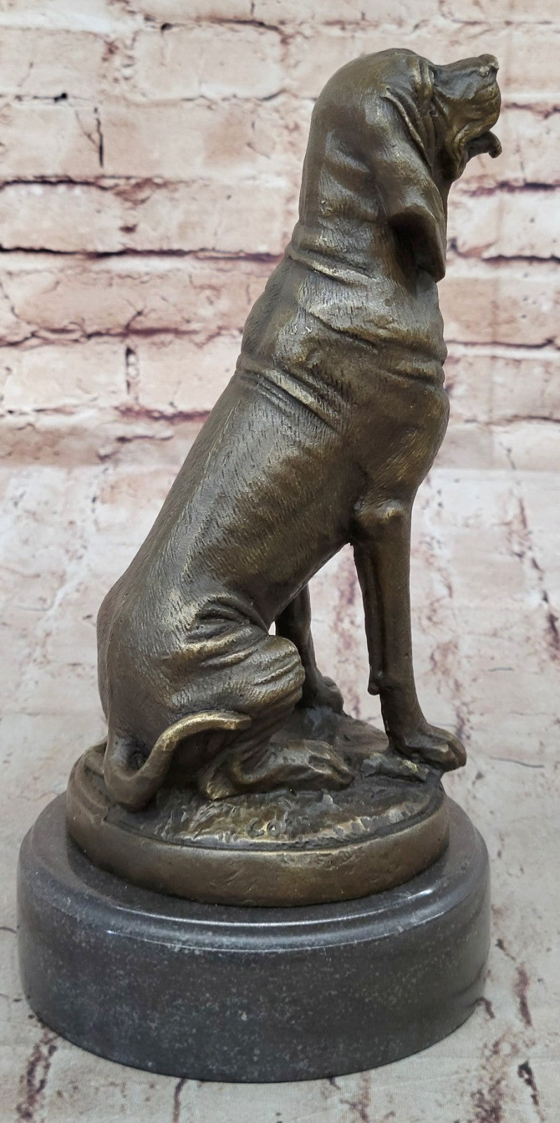 Coon Sleuth Hound Military Dog SAR Bloodhound Bronze Marble Statue Breeder Figur