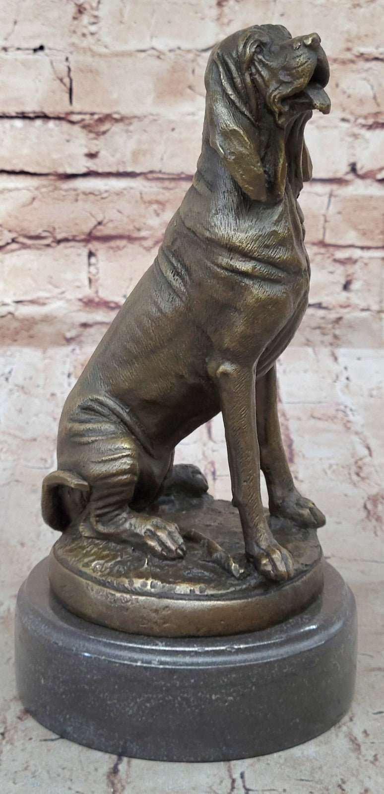 Coon Sleuth Hound Military Dog SAR Bloodhound Bronze Marble Statue Breeder Figur