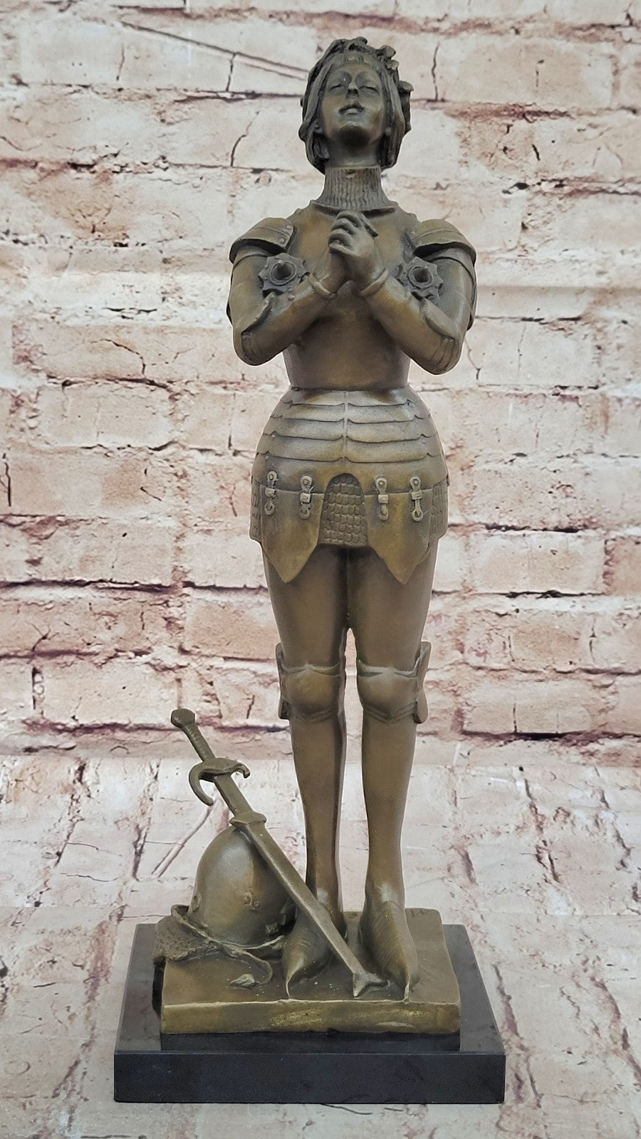 Joan of Arc Roman Catholic Saint Praying Heroine Bronze Marble Statue Artwork