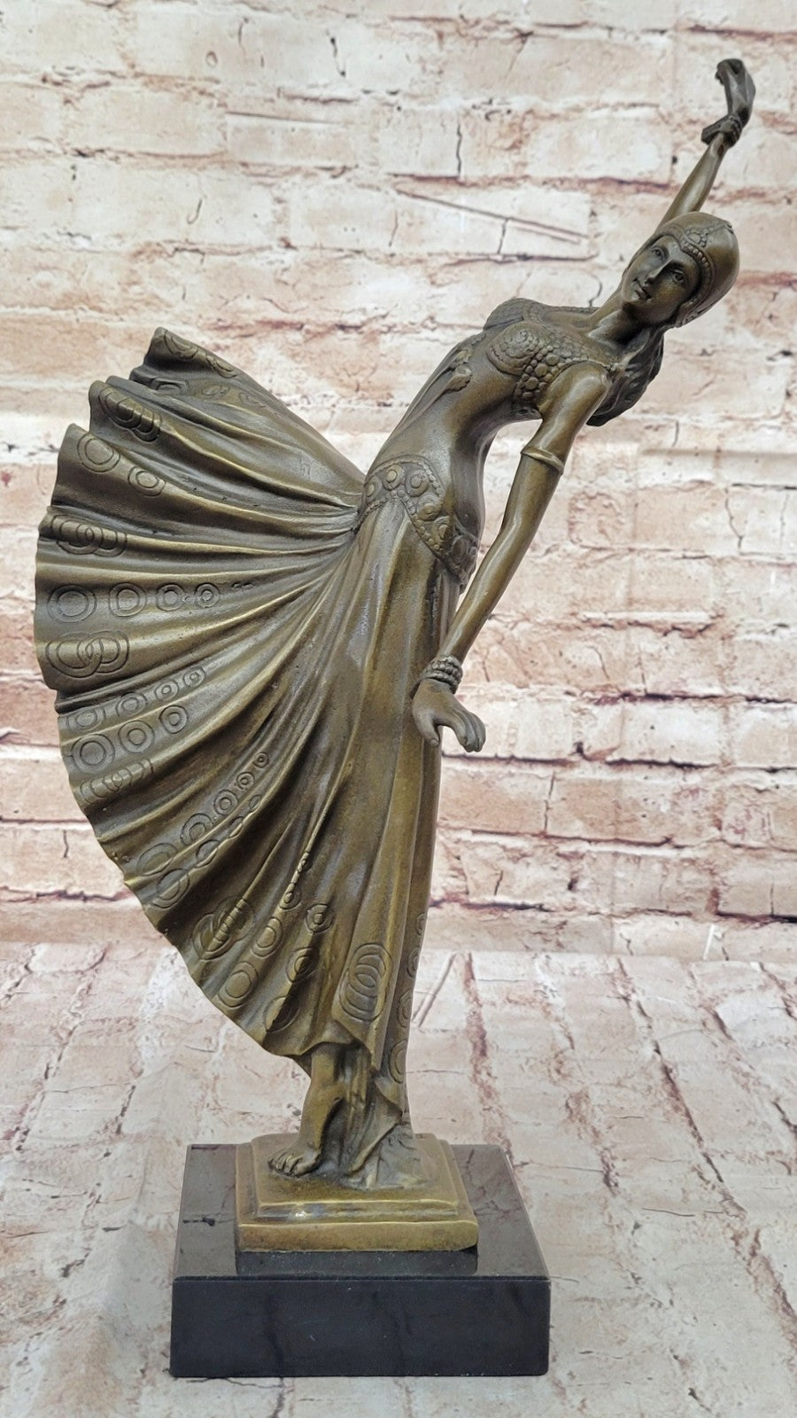 BRONZE SCULPTURE AFTER CHIPARUS CHORUS DANCER SIGNED ART DECOR FIGURINE FIGURE