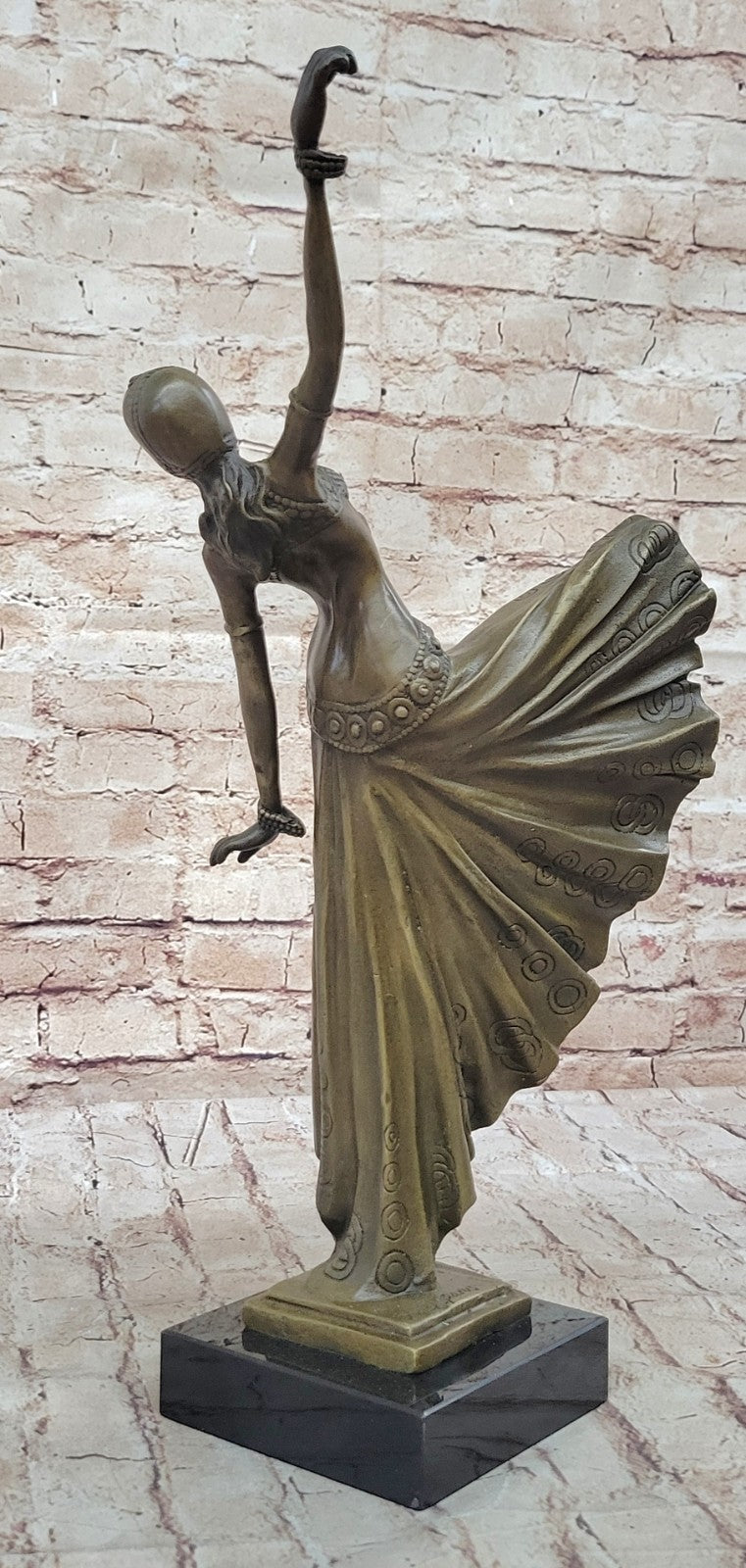 BRONZE SCULPTURE AFTER CHIPARUS CHORUS DANCER SIGNED ART DECOR FIGURINE FIGURE