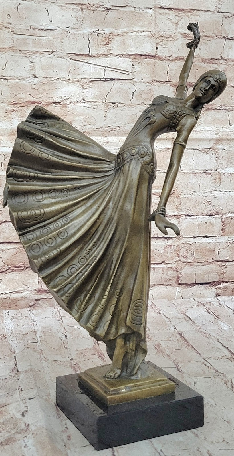 BRONZE SCULPTURE AFTER CHIPARUS CHORUS DANCER SIGNED ART DECOR FIGURINE FIGURE