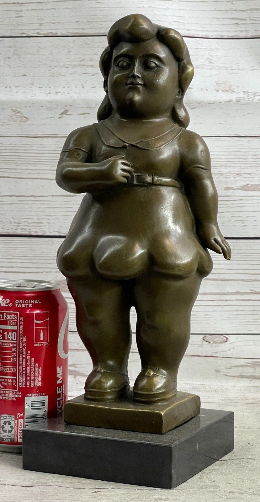 Handcrafted bronze sculpture SALE Young Woman Botero Fernando Signed Artwork