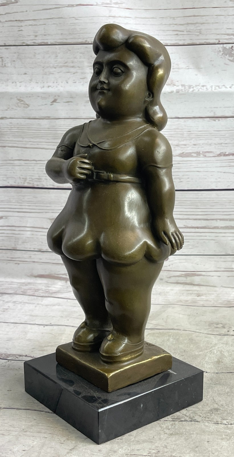 Handcrafted bronze sculpture SALE Young Woman Botero Fernando Signed Artwork
