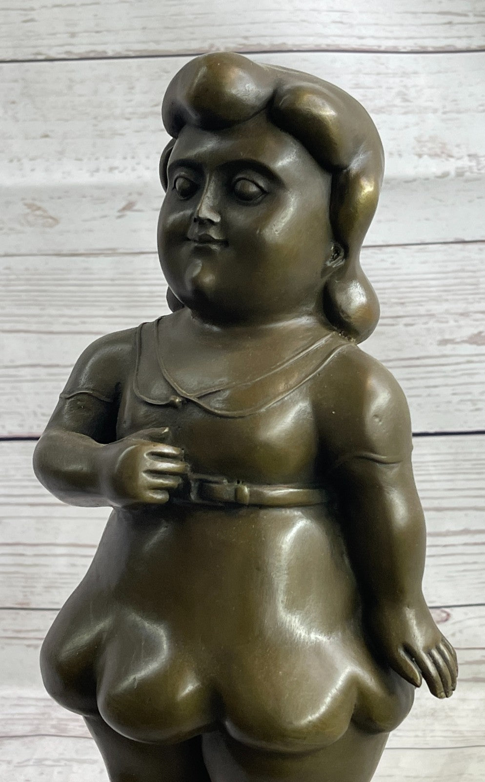 Handcrafted bronze sculpture SALE Young Woman Botero Fernando Signed Artwork