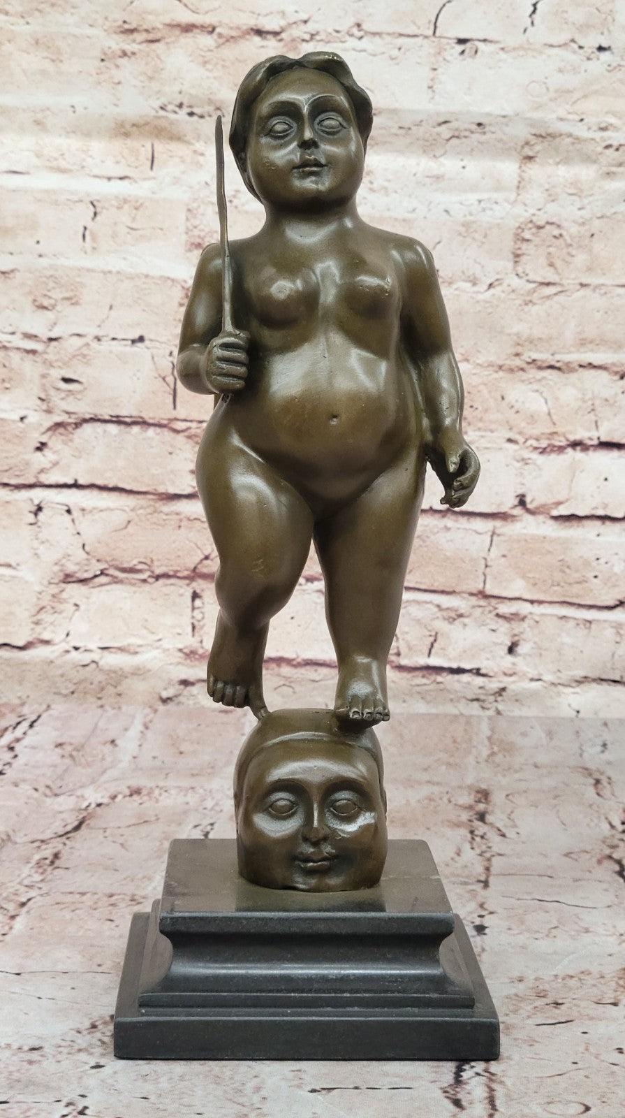 Handcrafted bronze sculpture Nude Angel Standing Tribute Botero Fernando Figure
