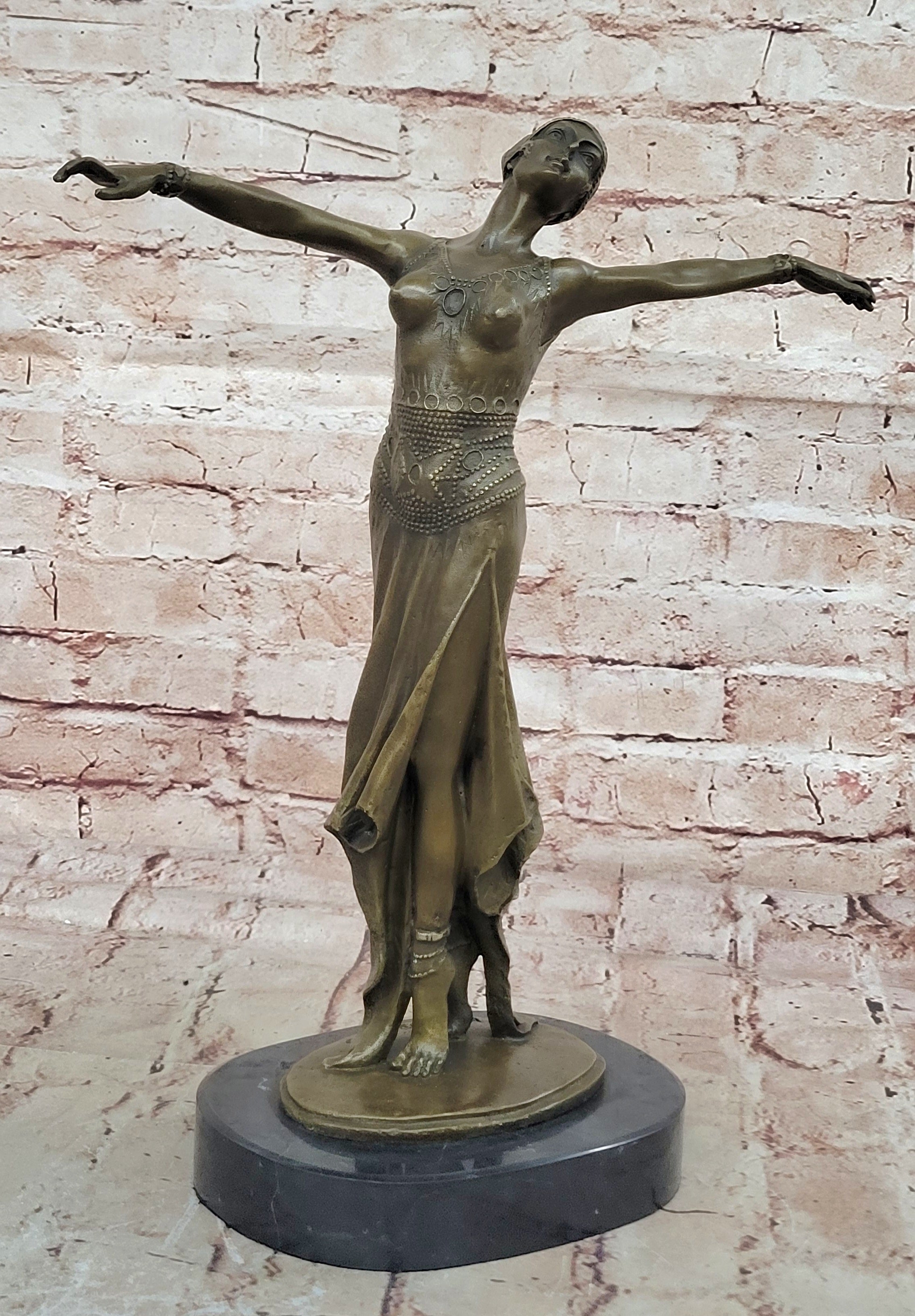 SIGNED D.H Chiparus, bronze art deco dancer sculpture Nouveau Marble Figurine