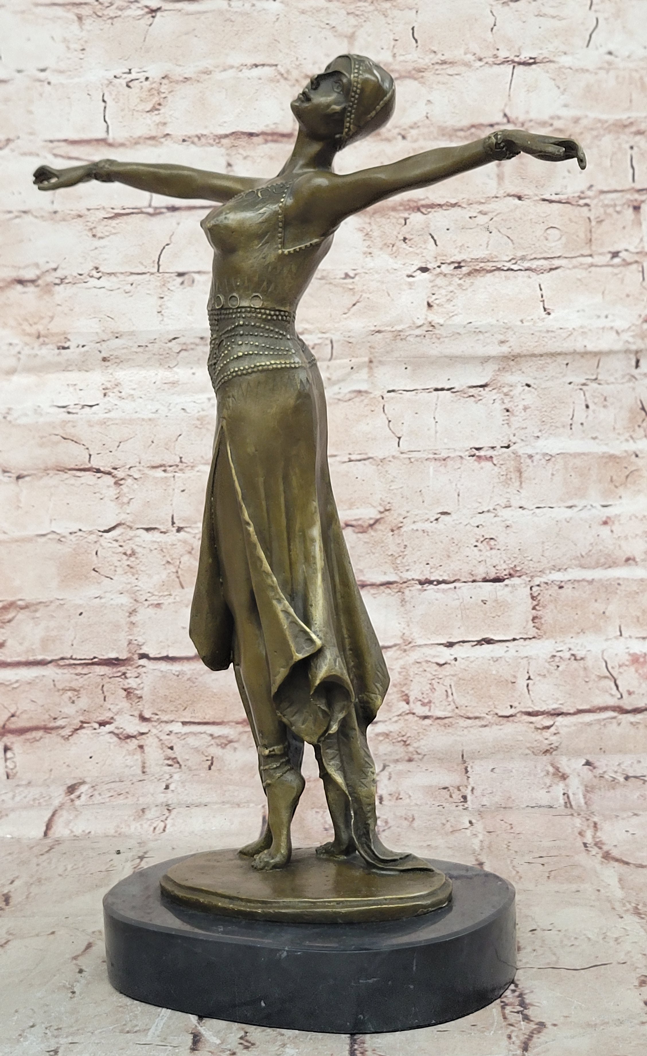 SIGNED D.H Chiparus, bronze art deco dancer sculpture Nouveau Marble Figurine