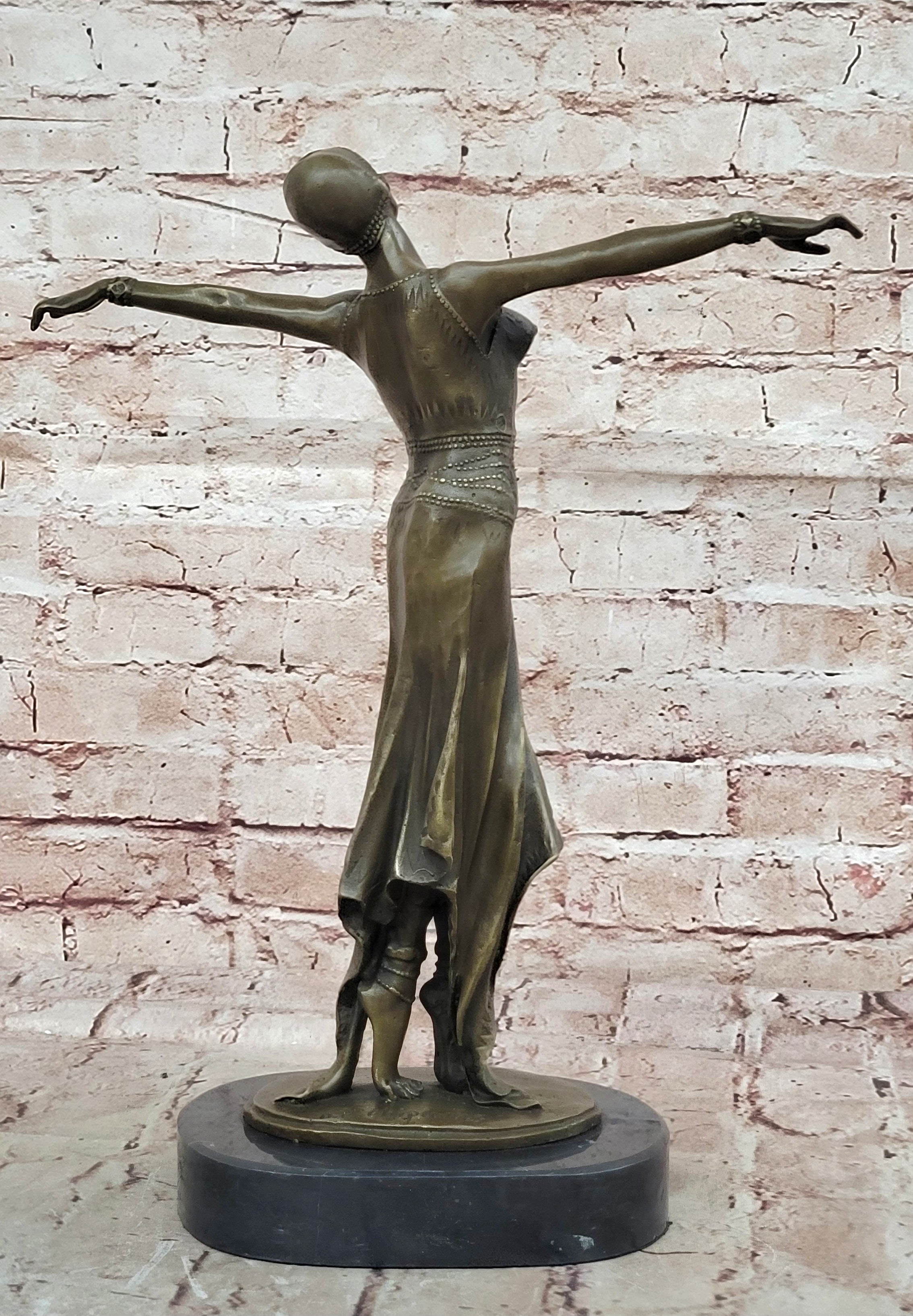 SIGNED D.H Chiparus, bronze art deco dancer sculpture Nouveau Marble Figurine