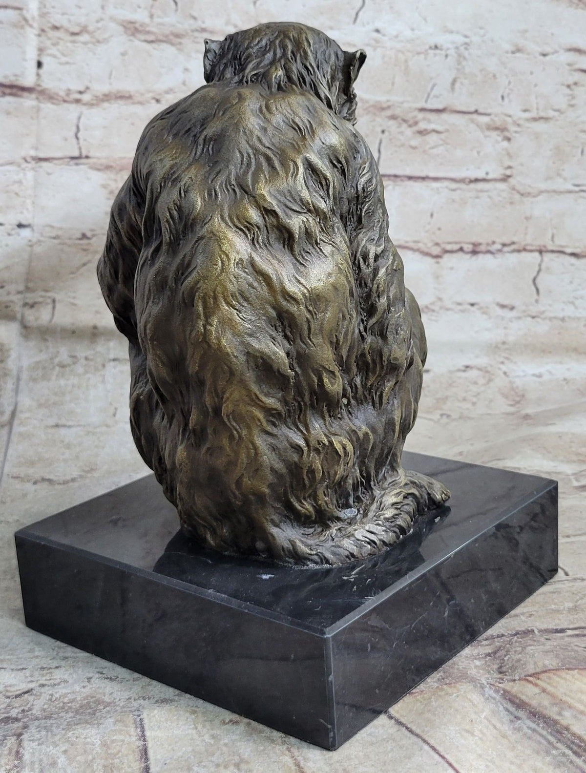 Signed Gorilla W/ Baby Monkey Animal Bronze Statue Art Deco Figure Hand Made
