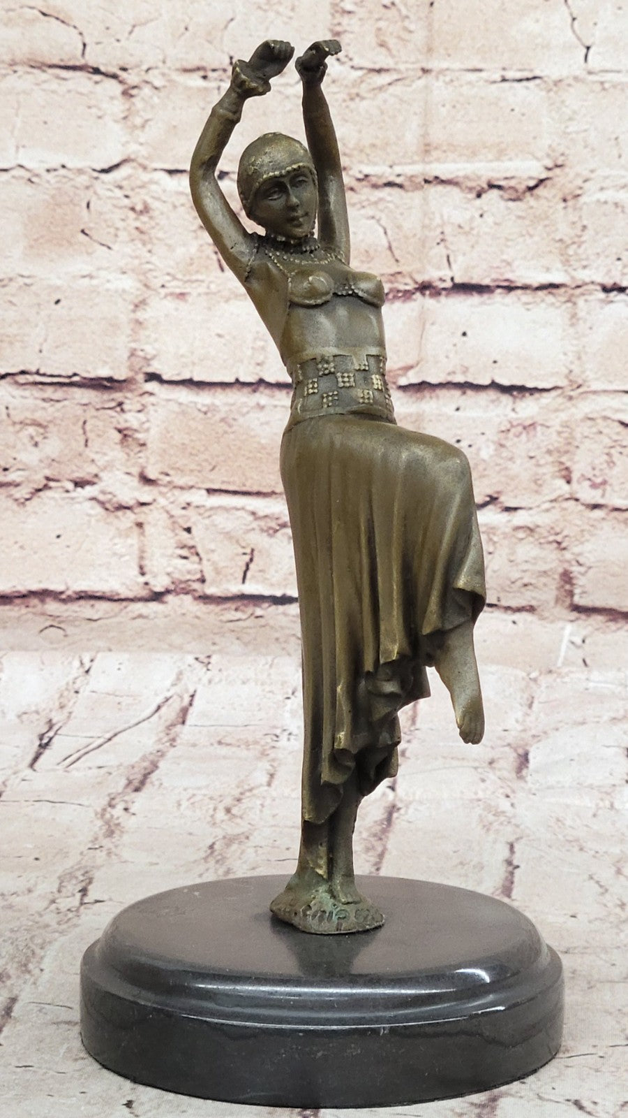 Handcrafted bronze sculpture SALE Chiparus Signed Dancer Tall 10" Deco Art