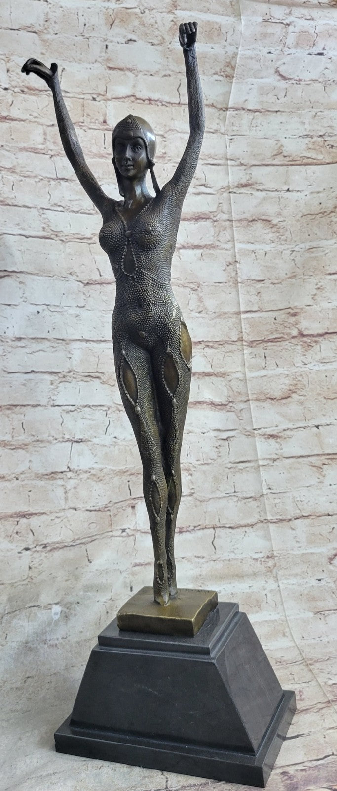 VINTAGE LARGE ART DECO DANCER DIMITRI CHIPARUS BRONZE SCULPTURE SIGNED FIGURE