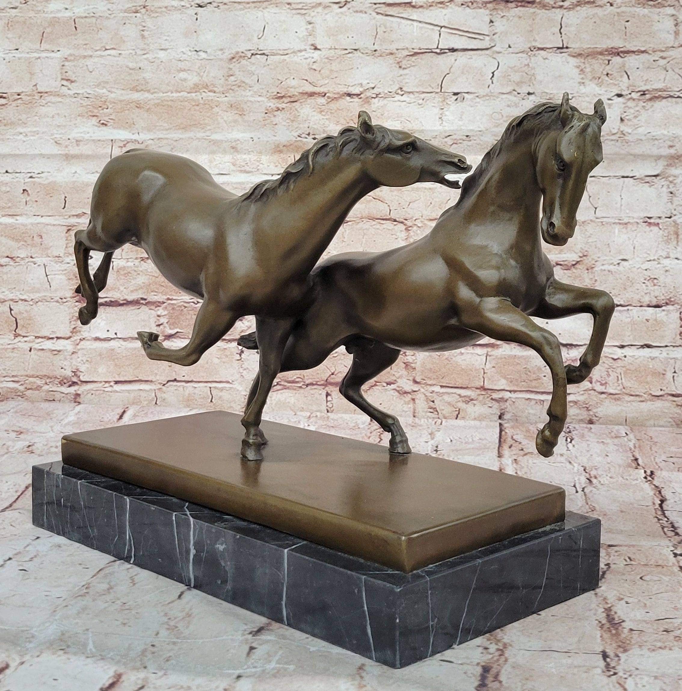 Western Horse Duo Bronze Sculpture Statue by Milo Museum Quality Figurine