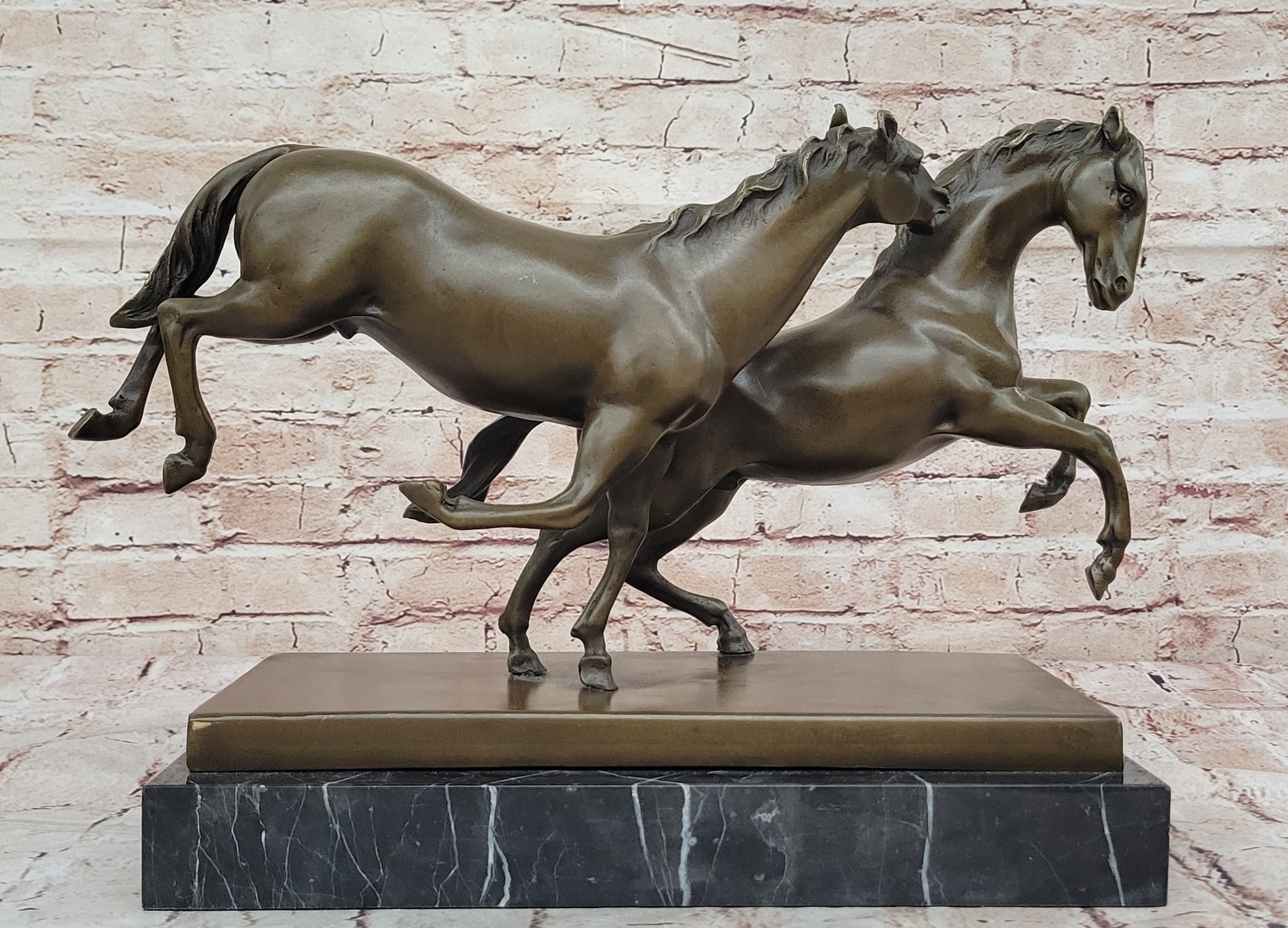 Western Horse Duo Bronze Sculpture Statue by Milo Museum Quality Figurine