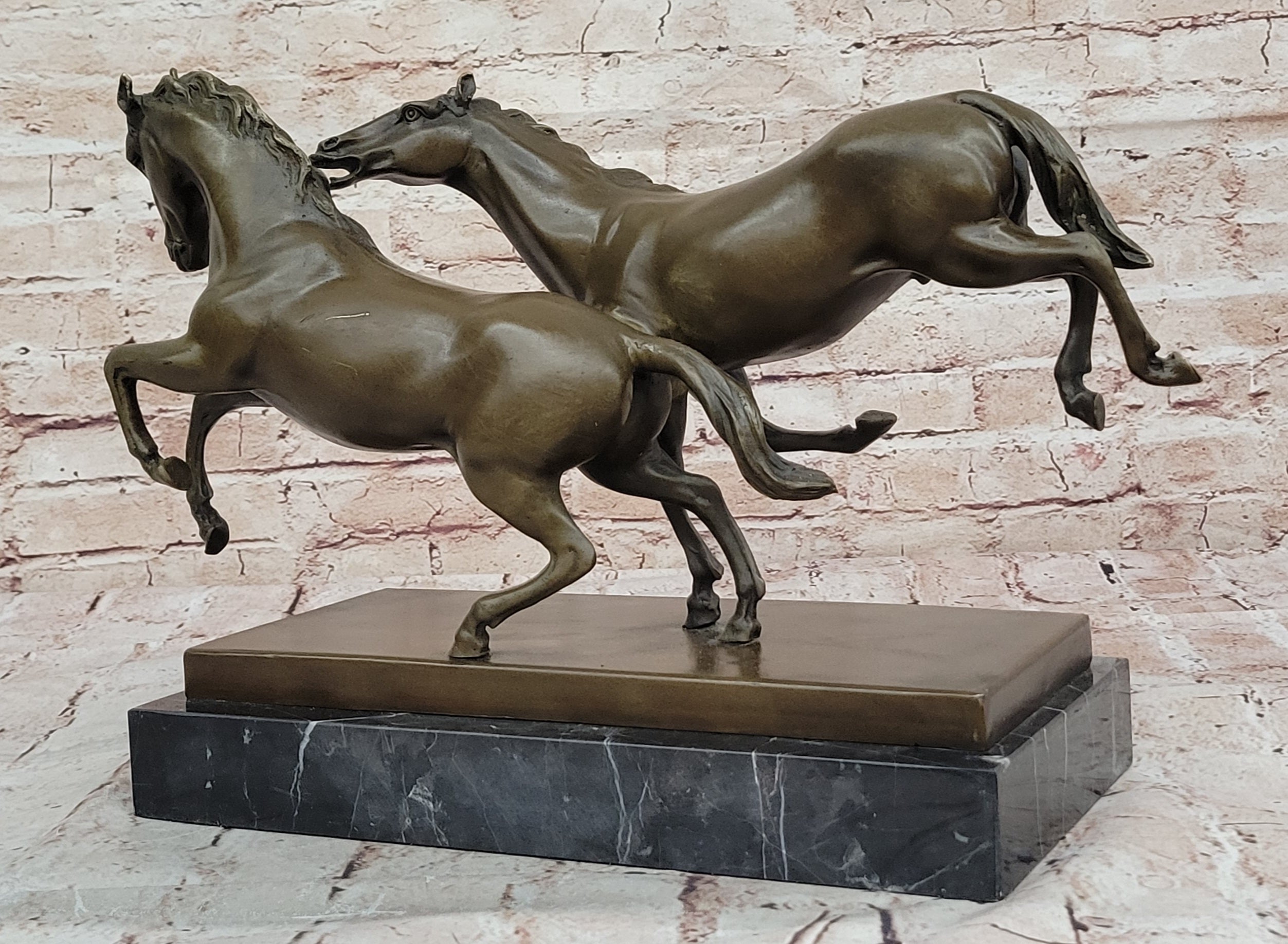 Western Horse Duo Bronze Sculpture Statue by Milo Museum Quality Figurine