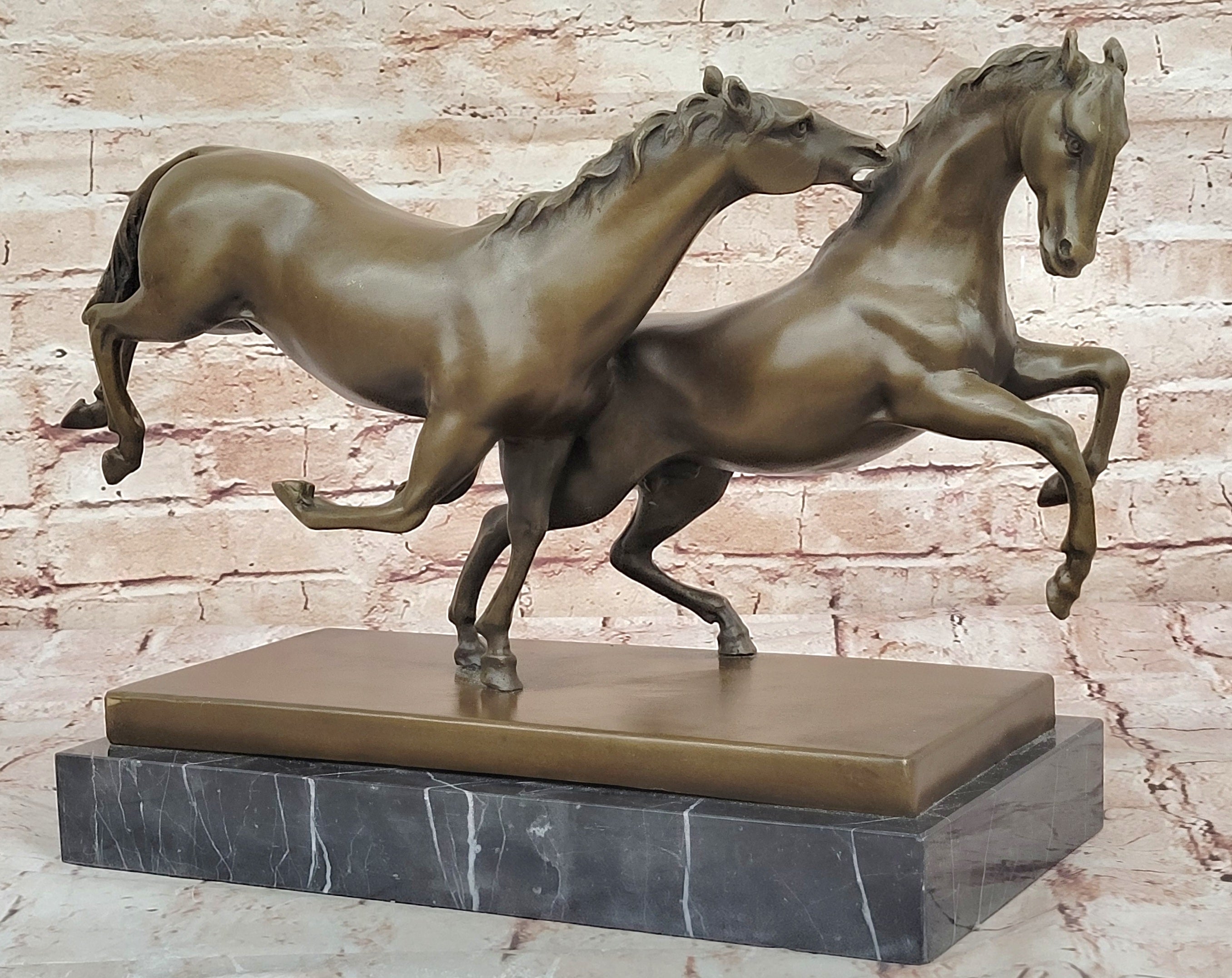 Western Horse Duo Bronze Sculpture Statue by Milo Museum Quality Figurine