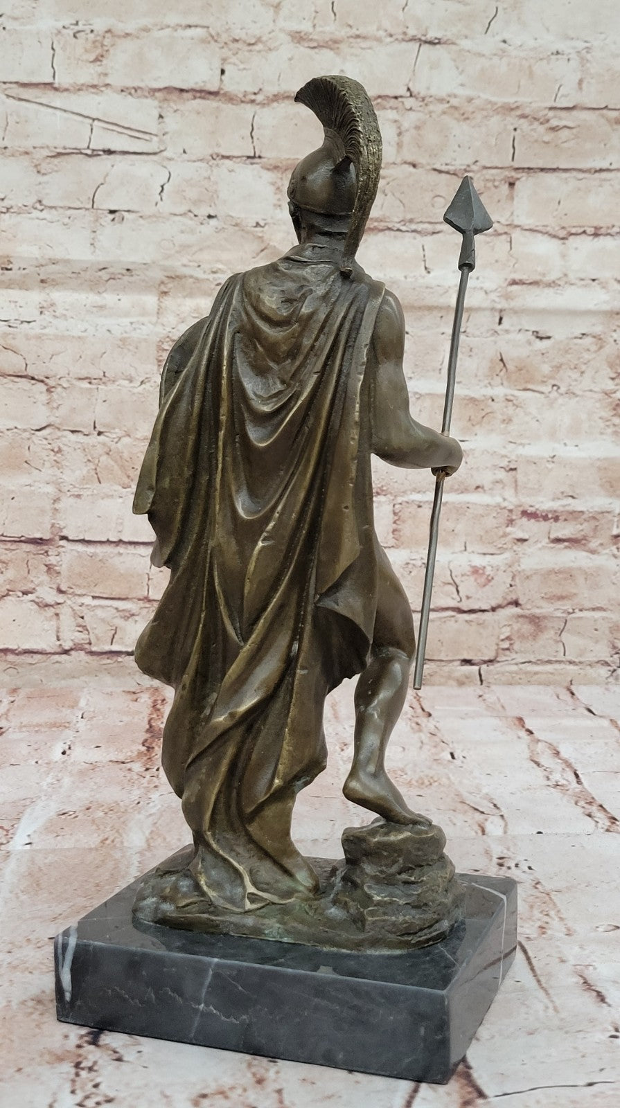 Bronze Statue on Marble Roman Soldier Spartan Warrior sculpture figurine Décor