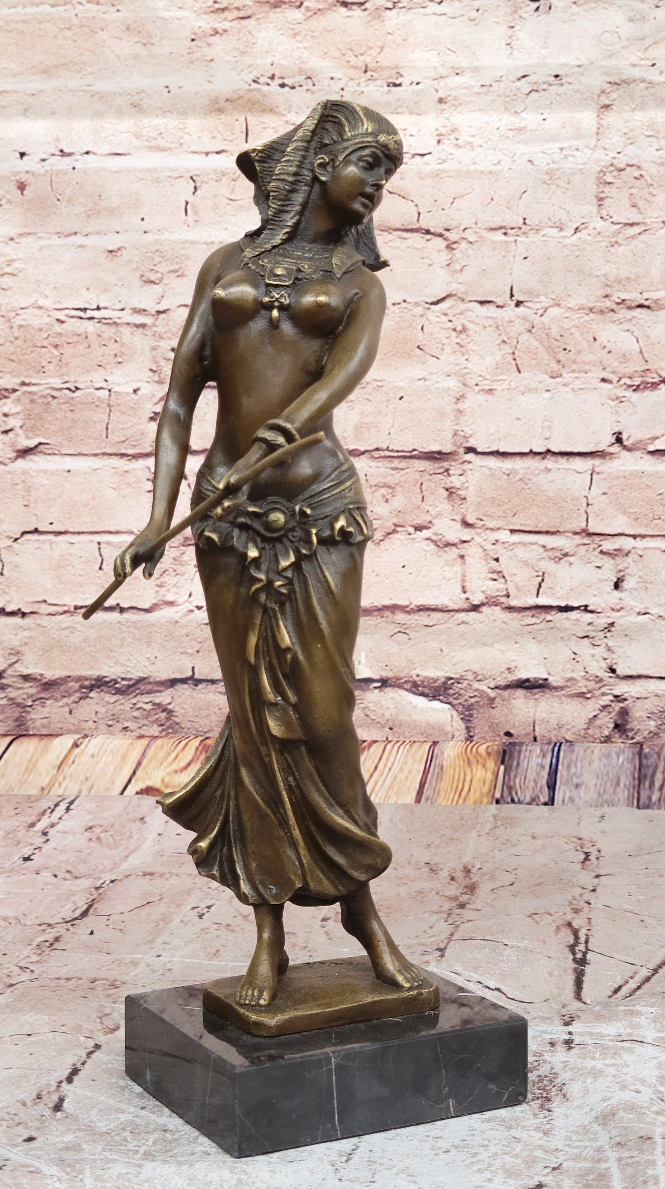 GRACEFUL EGYPTIAN DANCER RAMSES ENTERTAINER BRONZE ART NOUVEAU MARBLE BASE DEAL