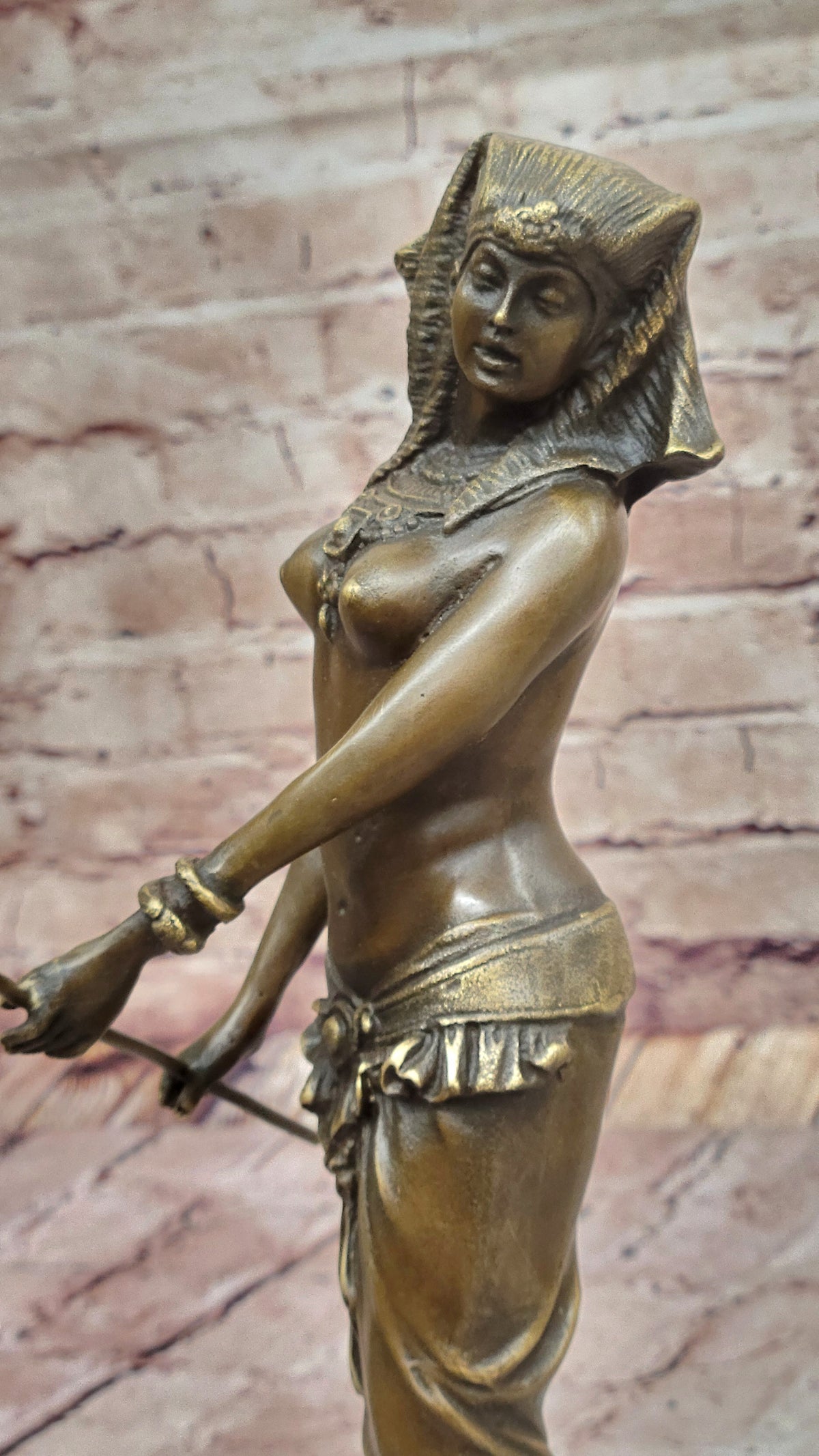 GRACEFUL EGYPTIAN DANCER RAMSES ENTERTAINER BRONZE ART NOUVEAU MARBLE BASE DEAL