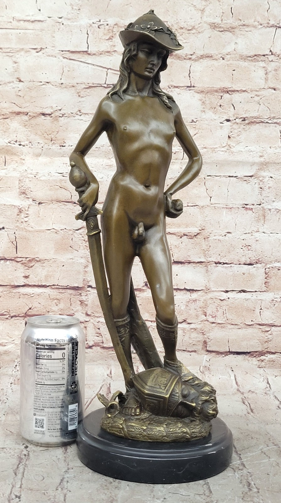 Statue of David Donatello 100% Solid Bronze Sculpture Home/Office Decoration Nude