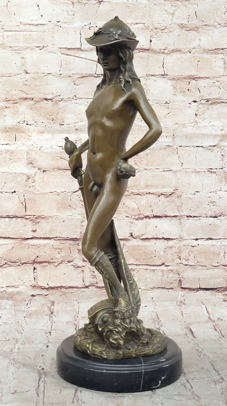 Statue of David Donatello 100% Solid Bronze Sculpture Home/Office Decoration Nude