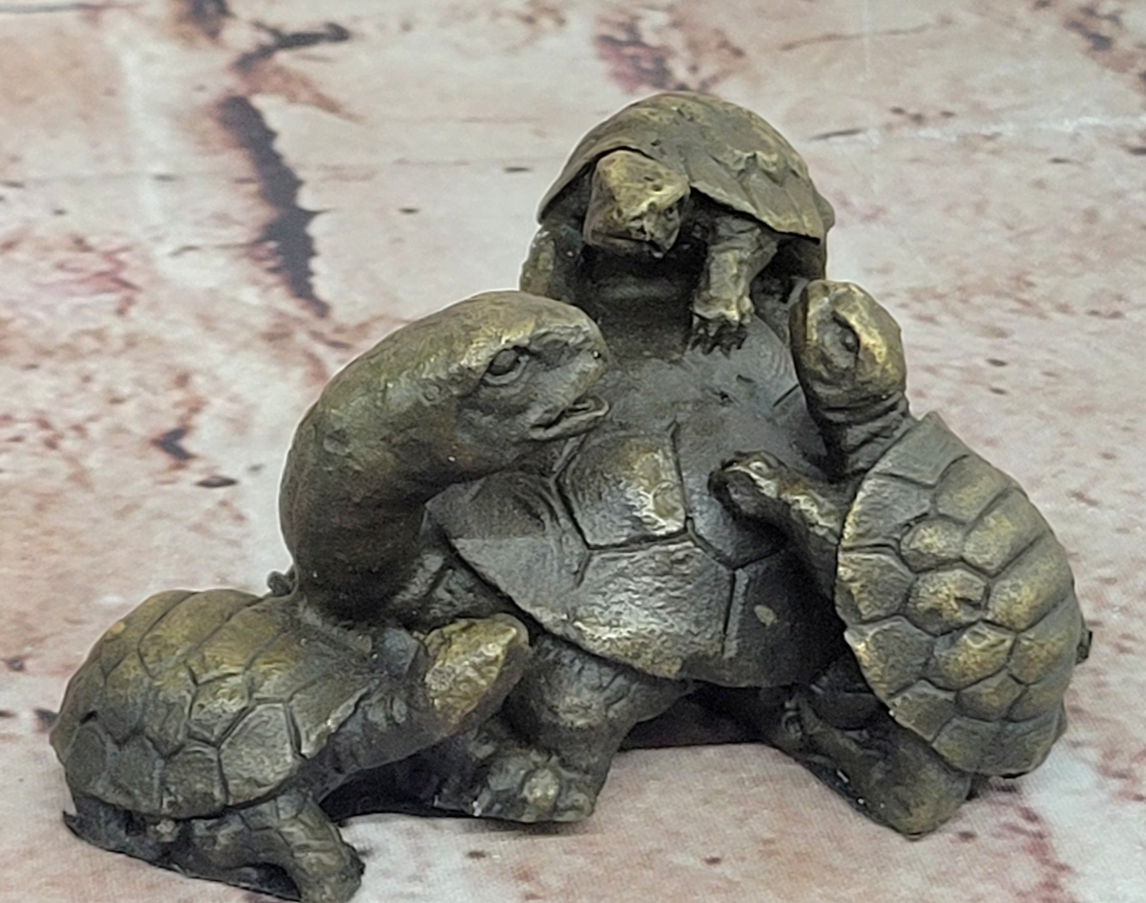 Handcrafted Vienna Bronze Turtles Family Hot Cast Bronze Figurine Statue